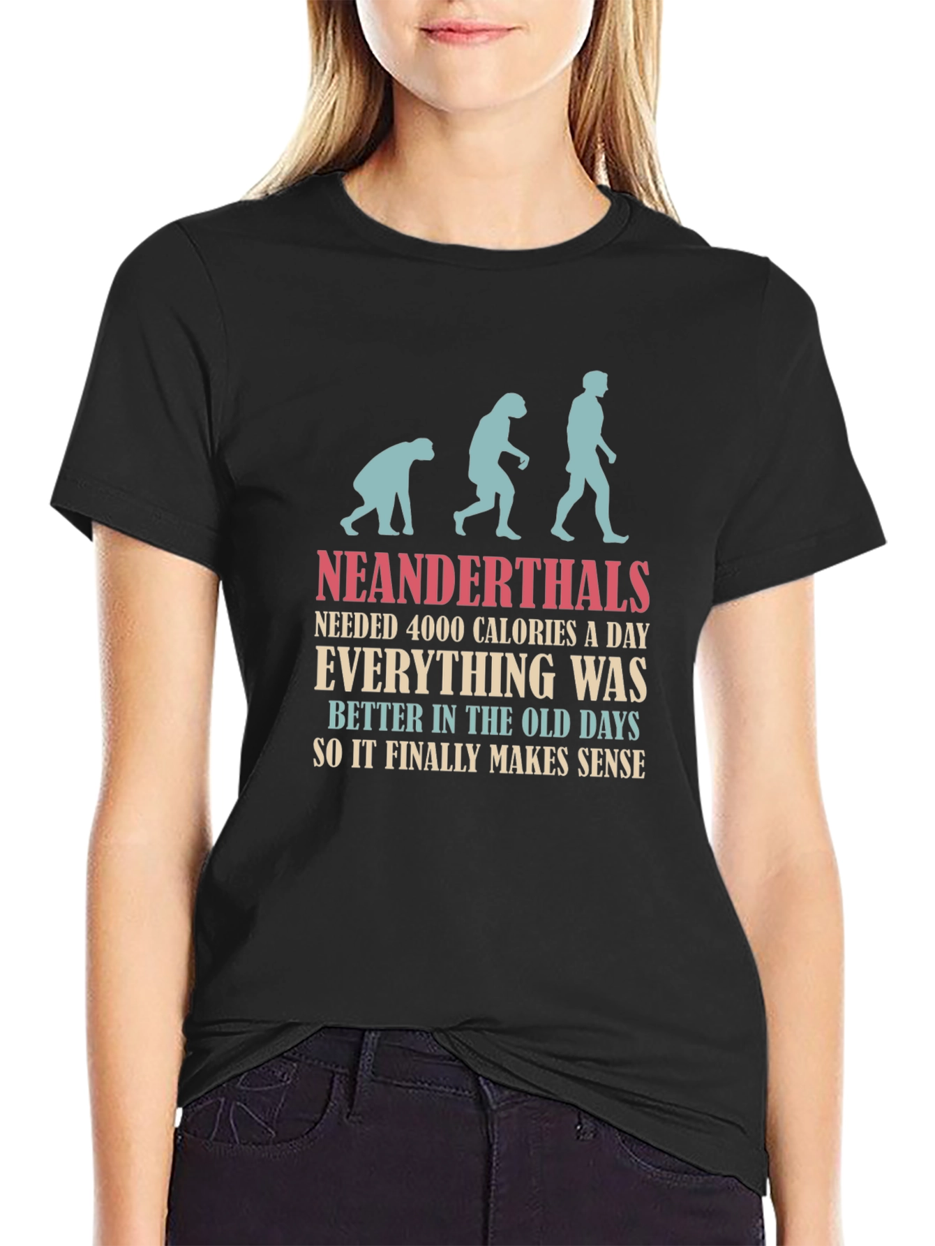 Neanderthal Evolution T-Shirt - Calories & Old Days