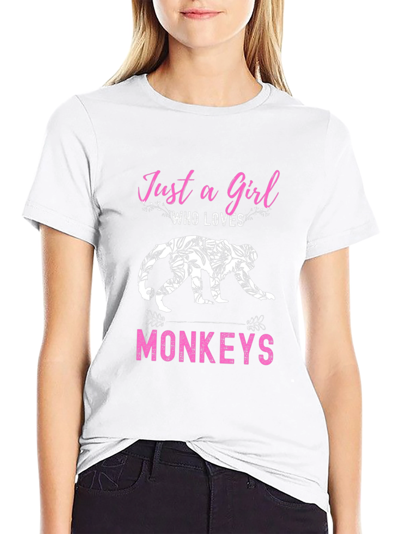 Just a Girl Who Loves Monkeys Black T-Shirt