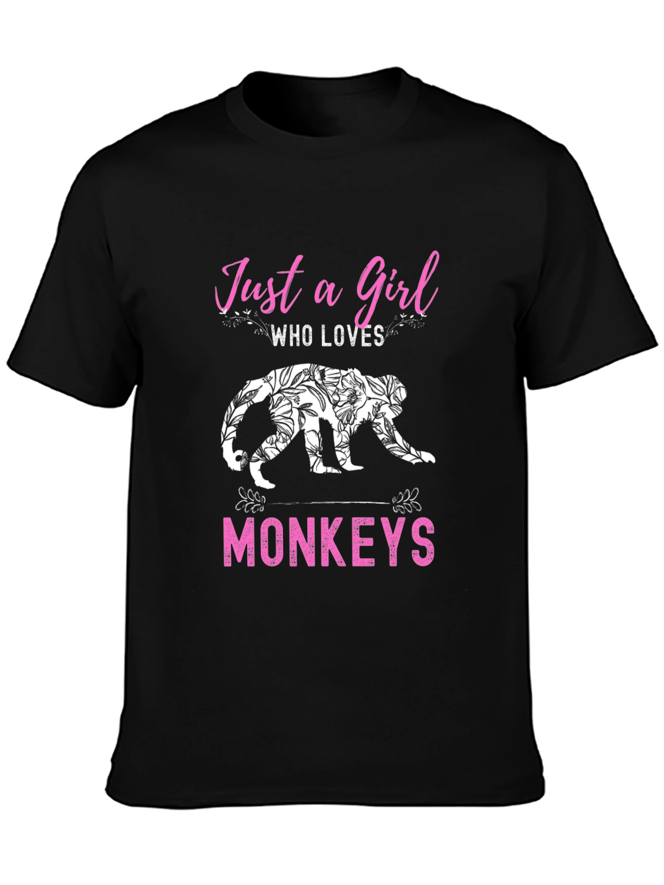 Just a Girl Who Loves Monkeys Black T-Shirt