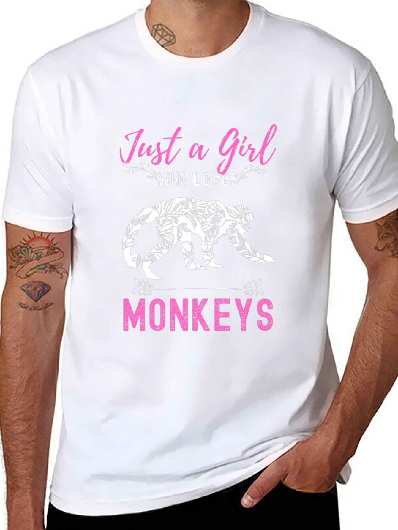 Just a Girl Who Loves Monkeys Black T-Shirt