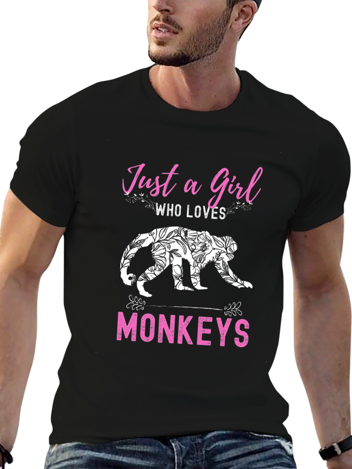 Just a Girl Who Loves Monkeys Black T-Shirt