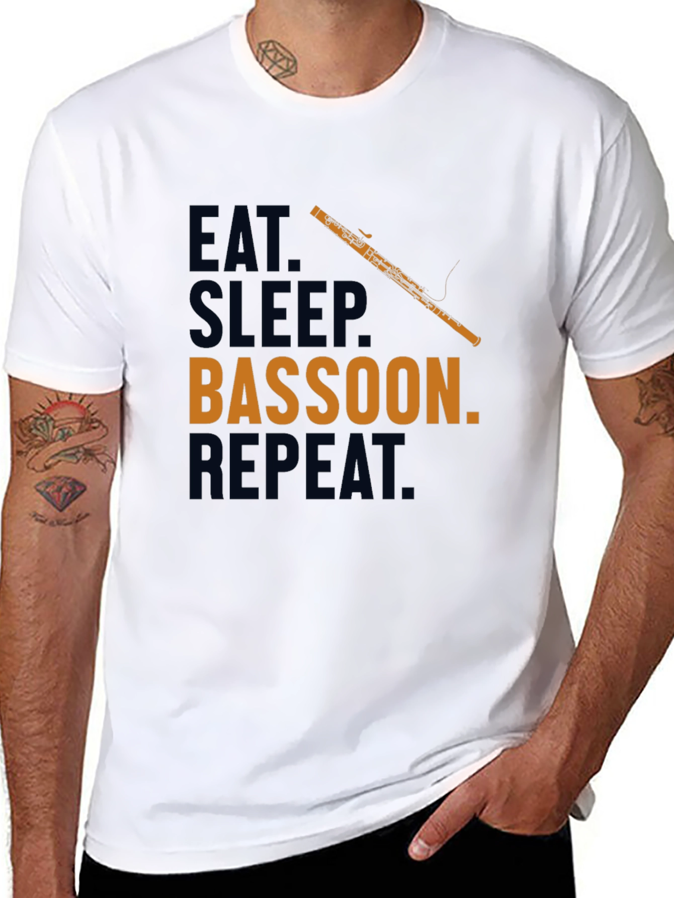 Eat Sleep Bassoon Repeat T-Shirt Funny Musician Tee