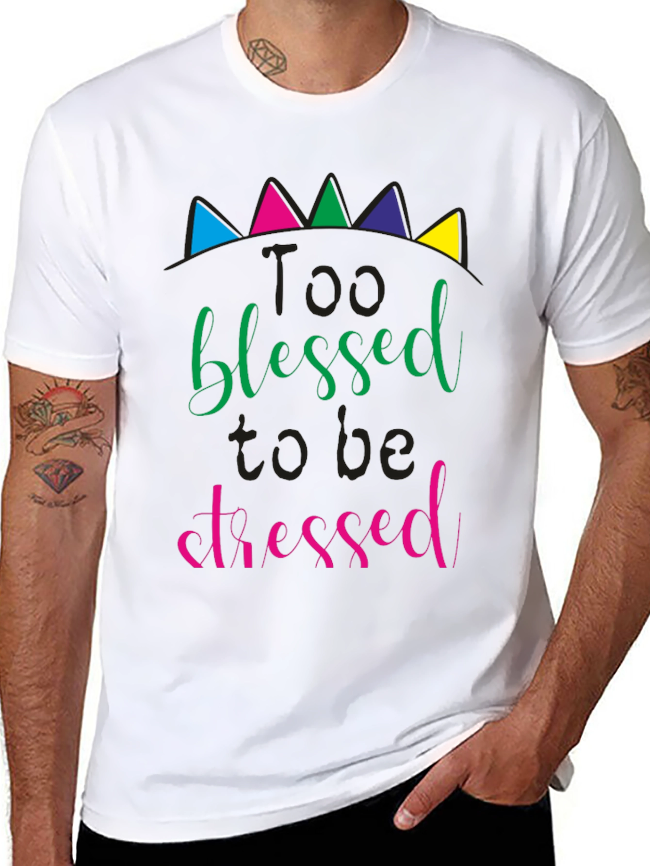 Too Blessed to be Stressed Black T-Shirt