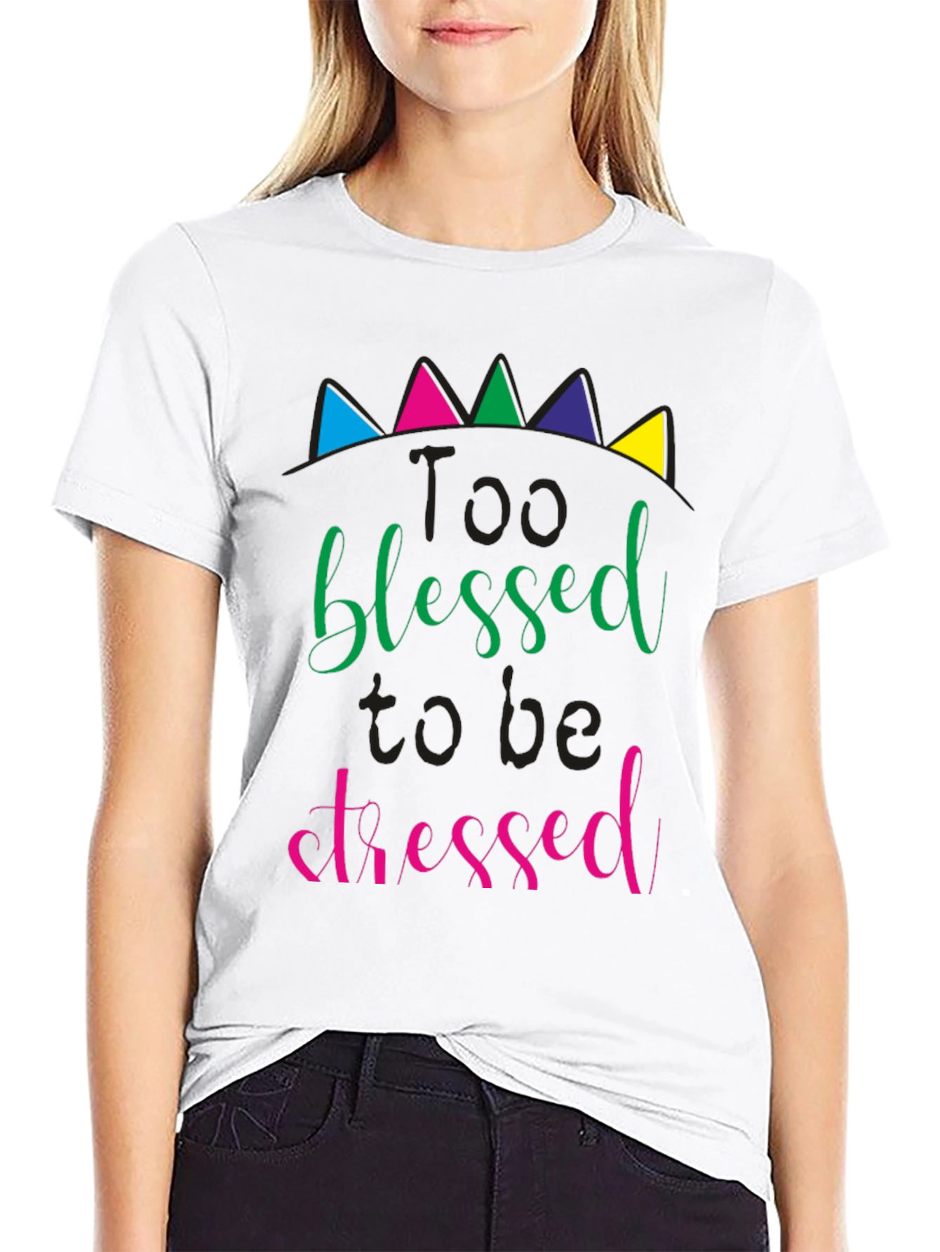 Too Blessed to be Stressed Black T-Shirt