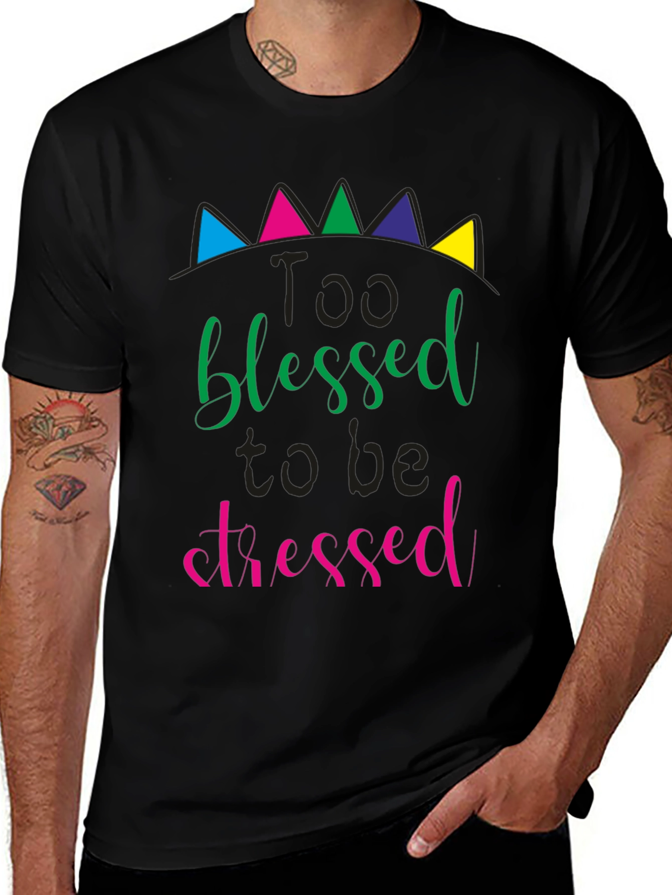 Too Blessed to be Stressed Black T-Shirt