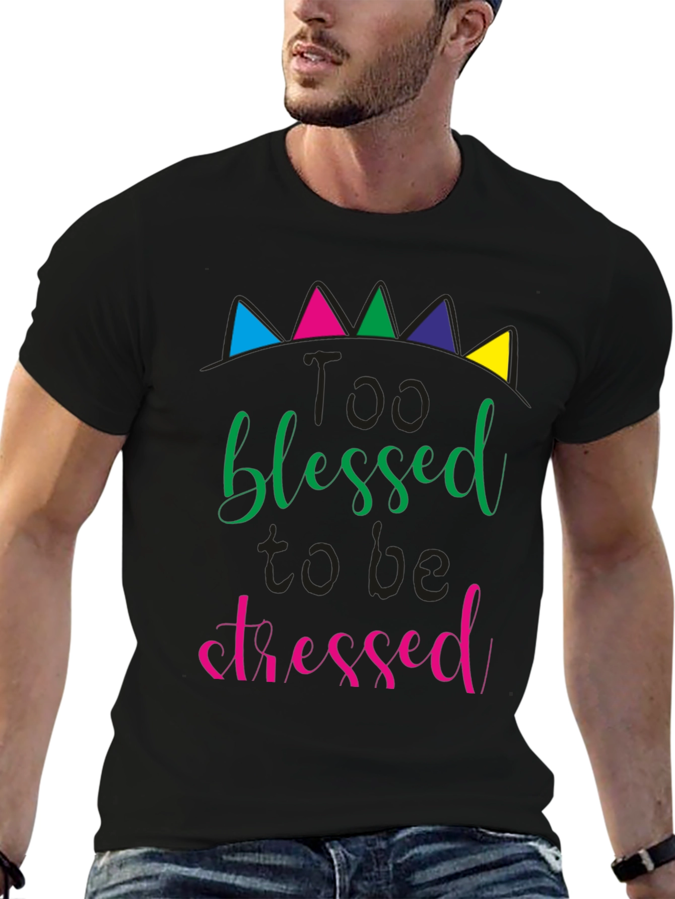 Too Blessed to be Stressed Black T-Shirt