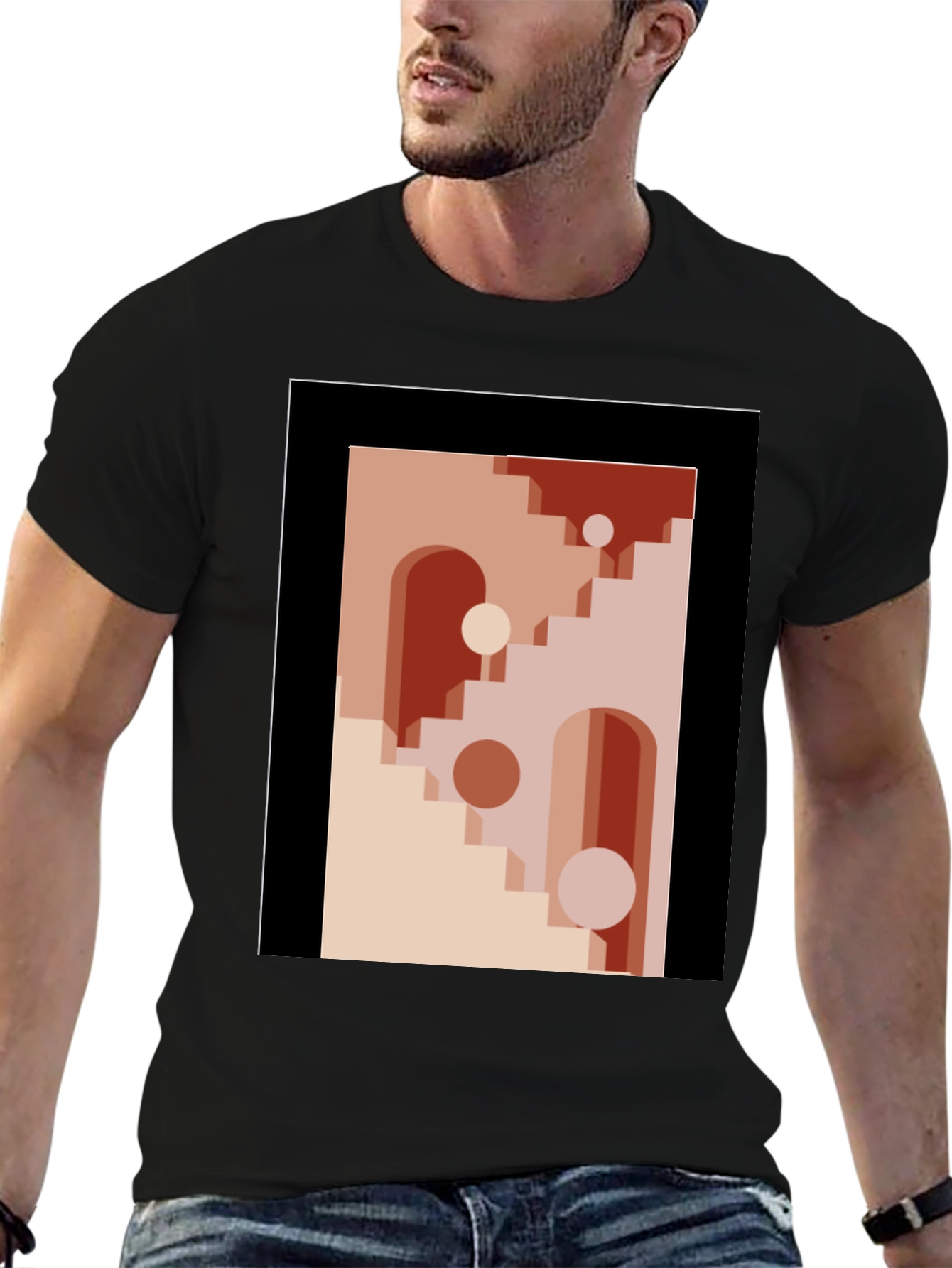 Geometric Archway Graphic Tee - Modern Abstract Art Shirt