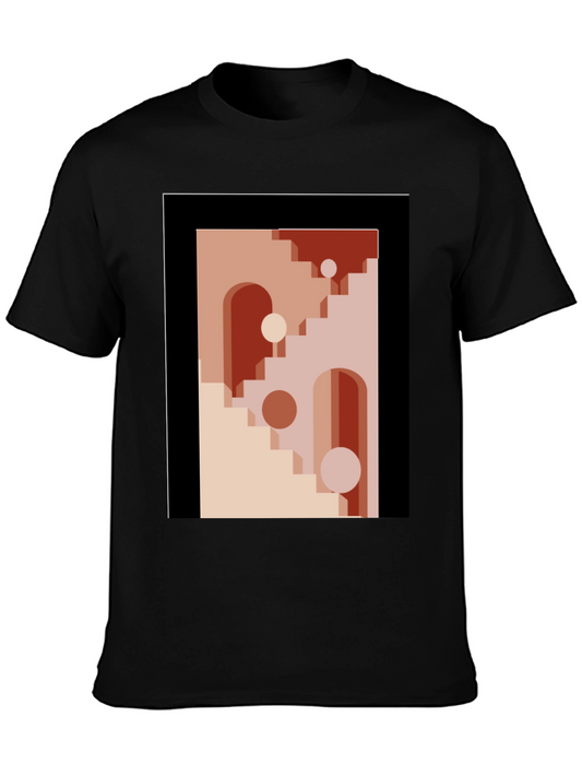 Geometric Archway Graphic Tee - Modern Abstract Art Shirt
