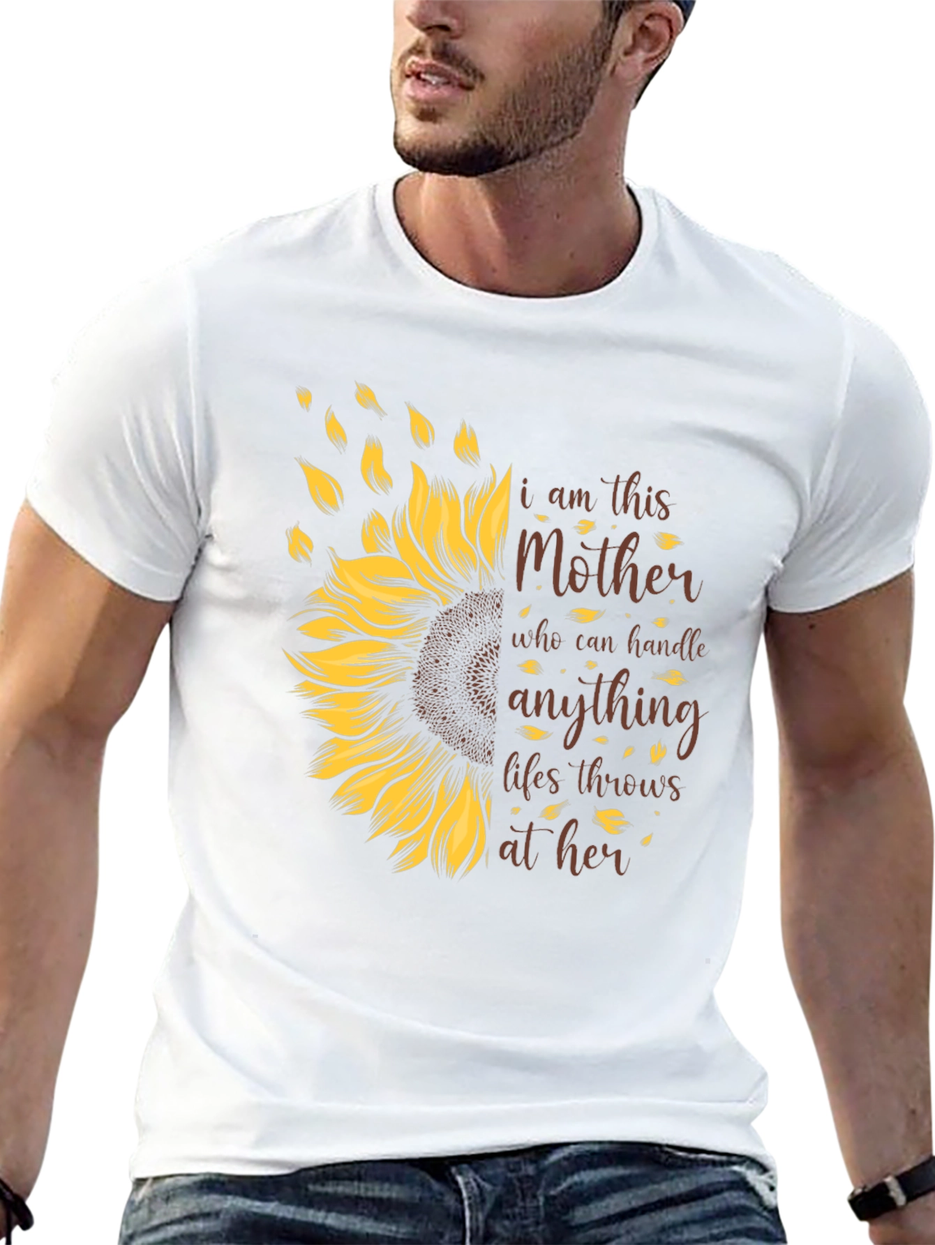 I Am This Mother Sunflower Graphic T-Shirt