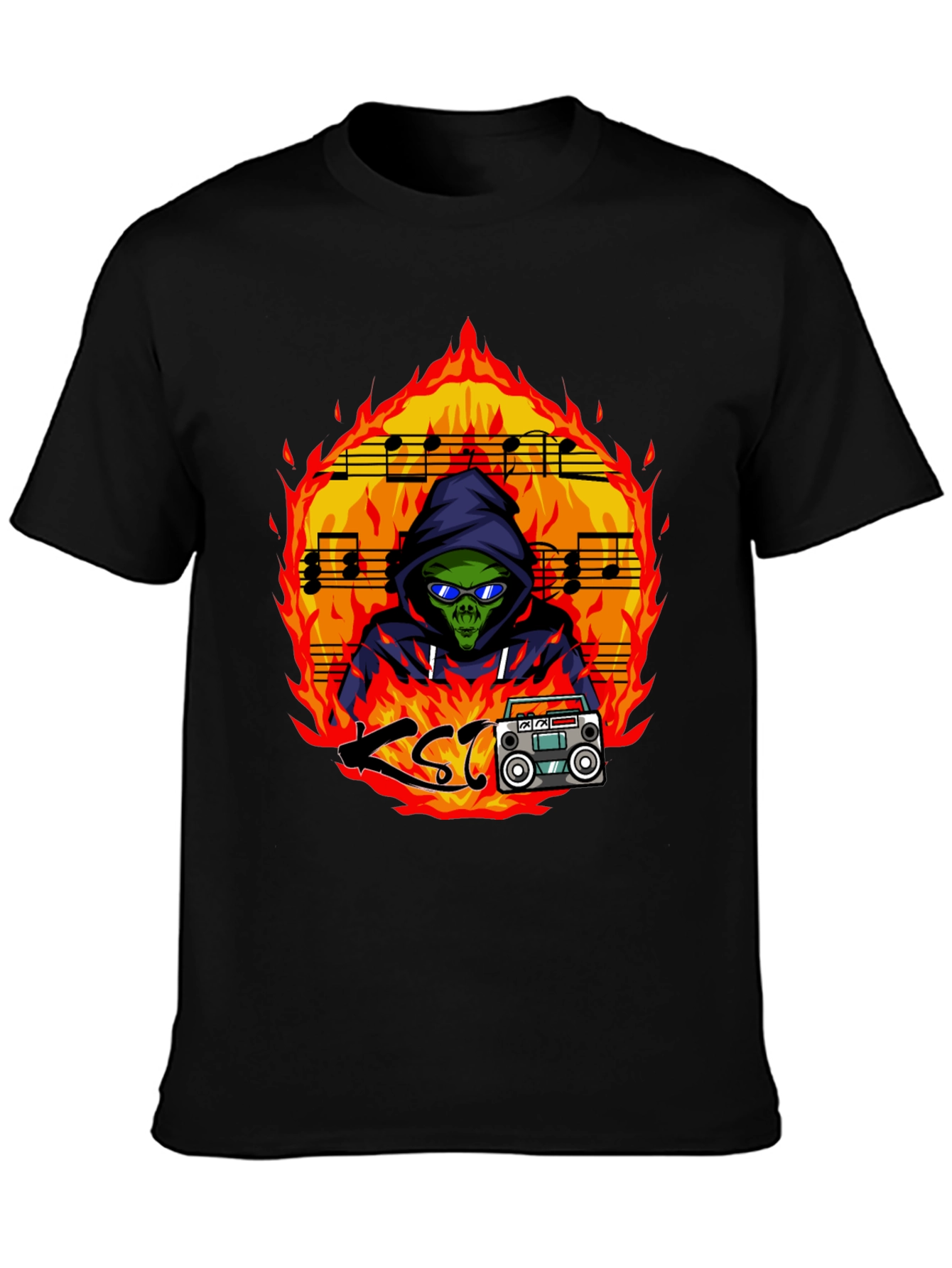 Fiery Alien Rapper Graphic Tee