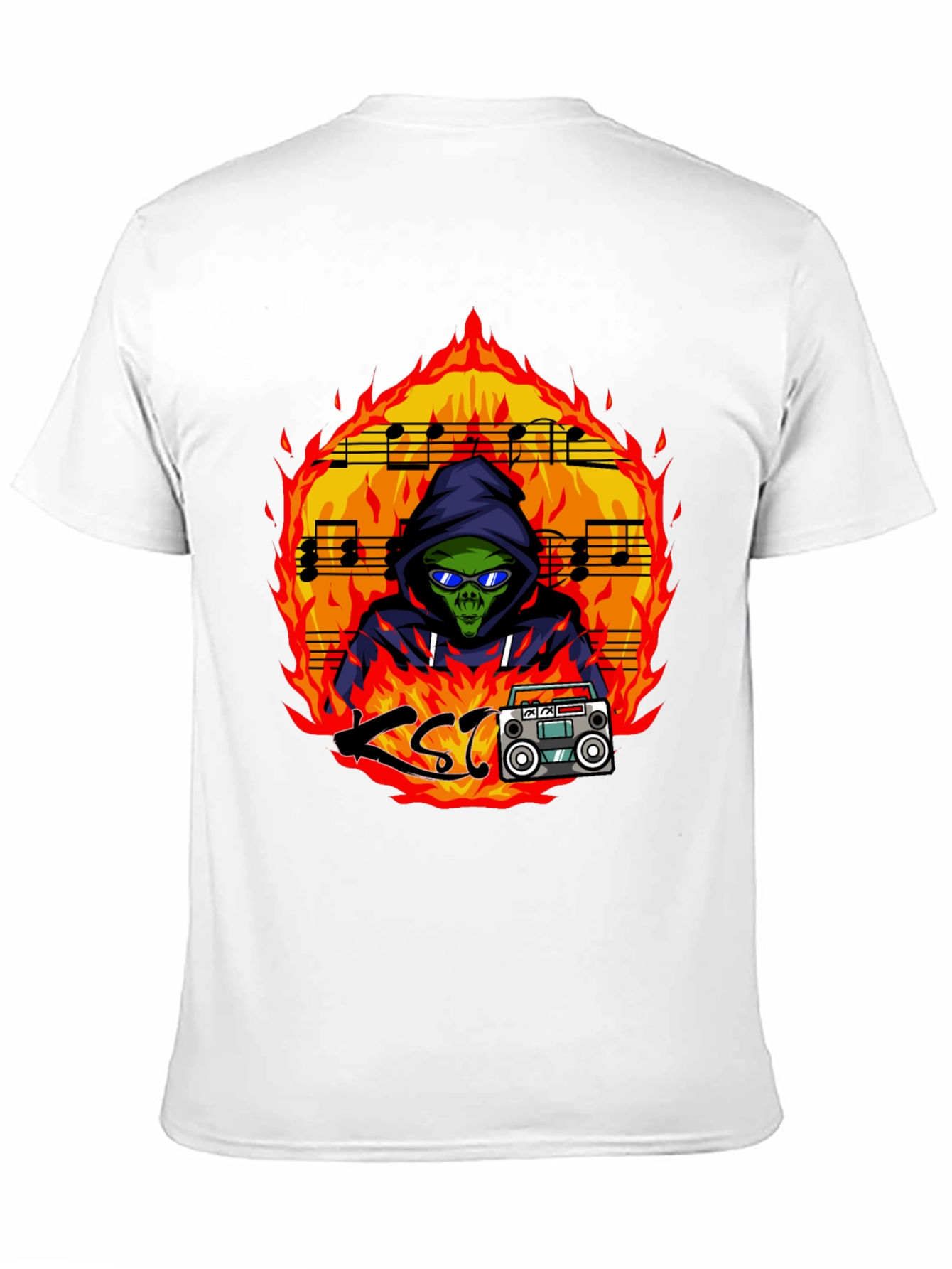 Fiery Alien Rapper Graphic Tee