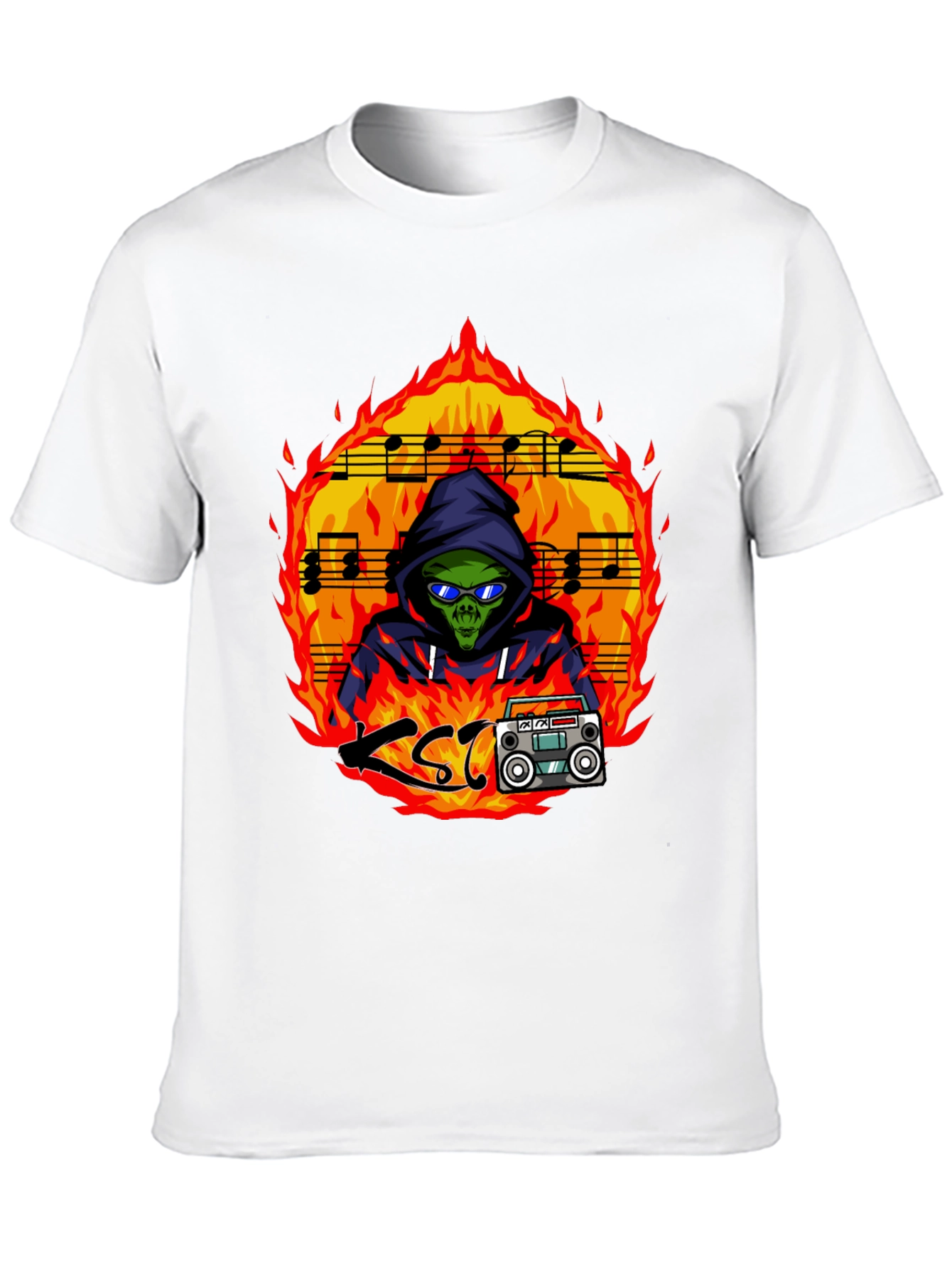 Fiery Alien Rapper Graphic Tee
