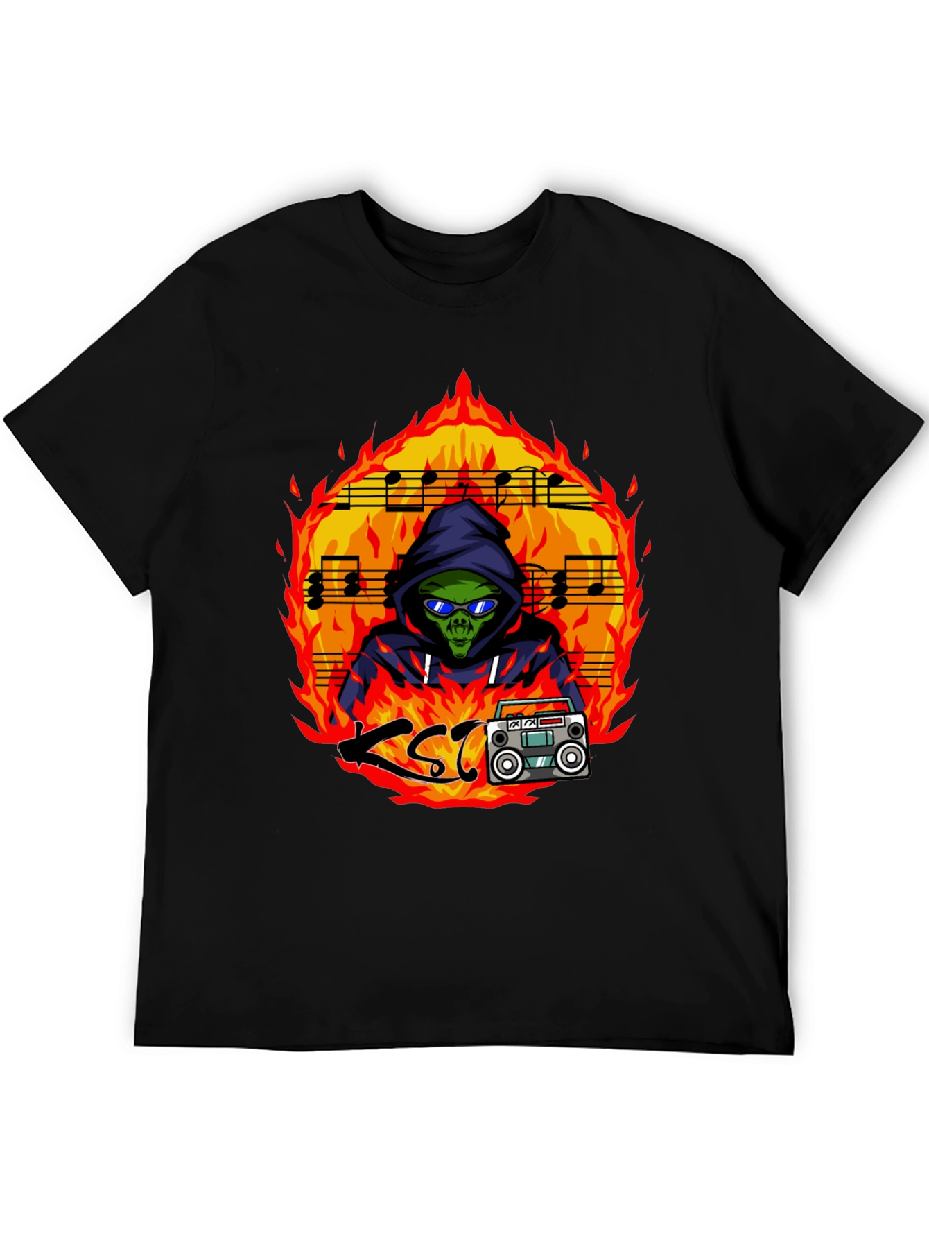 Fiery Alien Rapper Graphic Tee