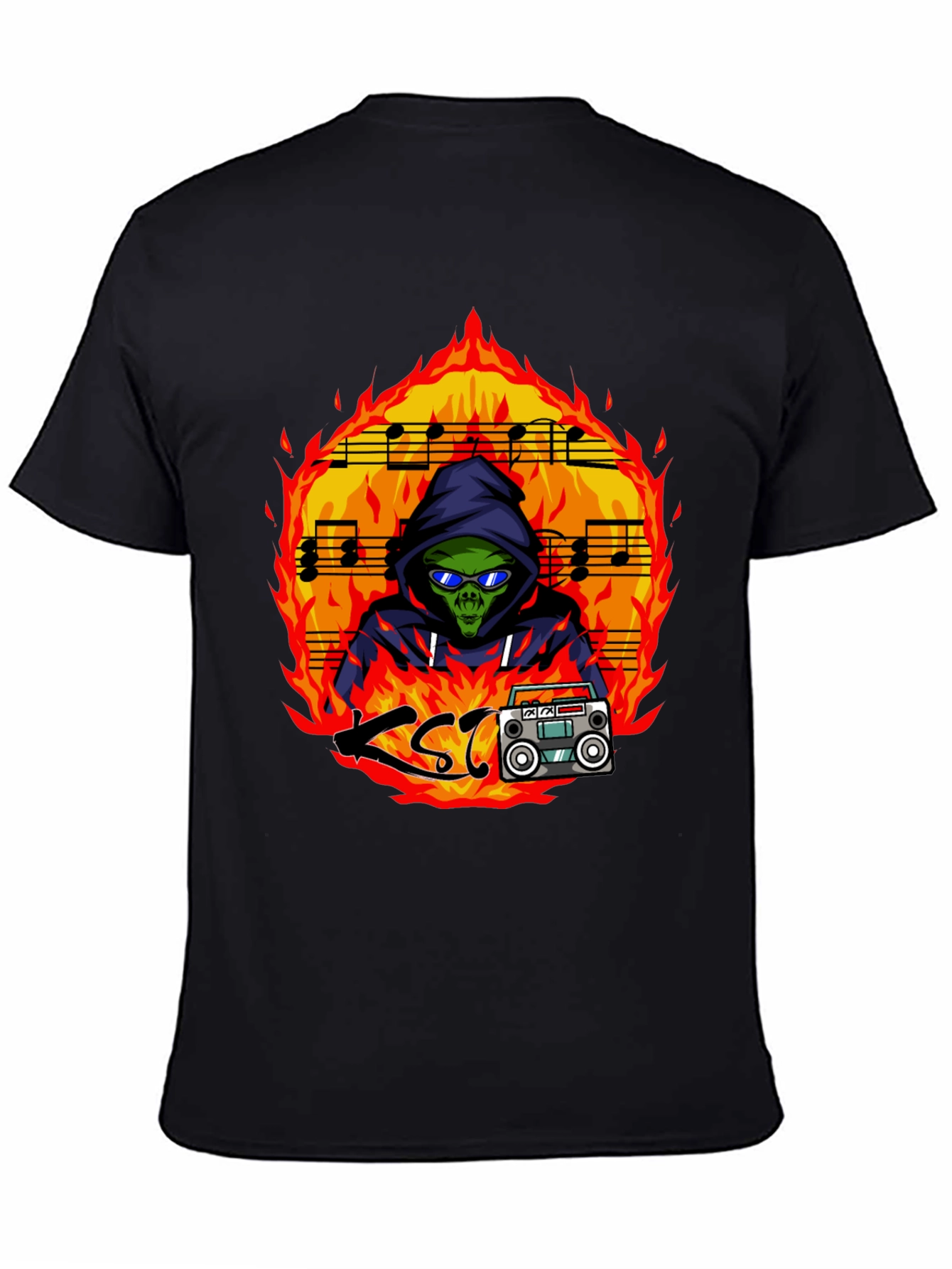 Fiery Alien Rapper Graphic Tee