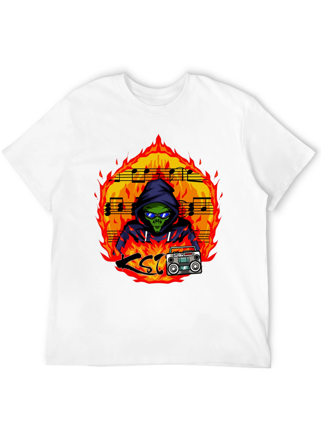 Fiery Alien Rapper Graphic Tee
