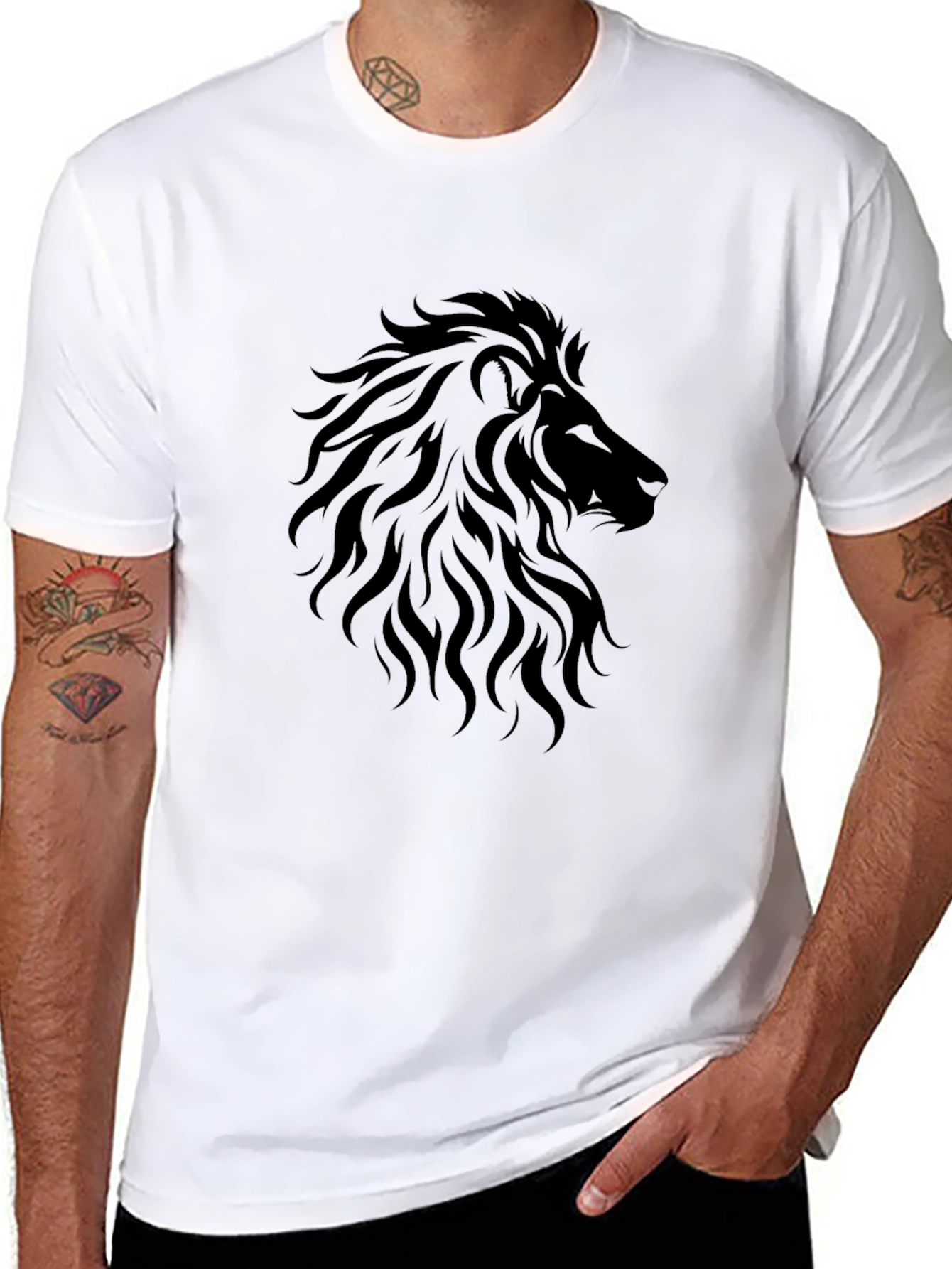 Black Lion Graphic Tee - Mens Casual Shirt