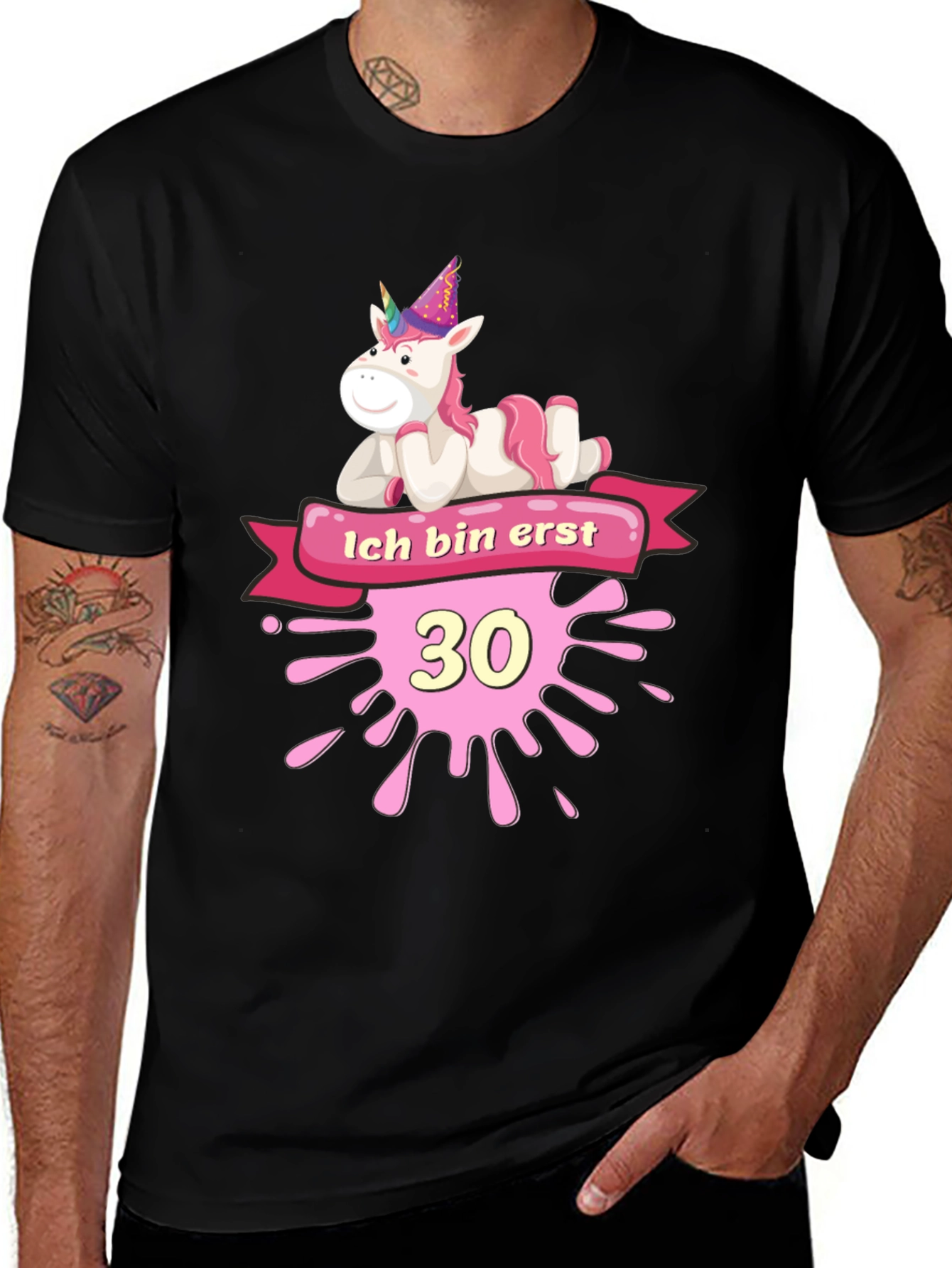 Unicorn 30th Birthday Black T-Shirt