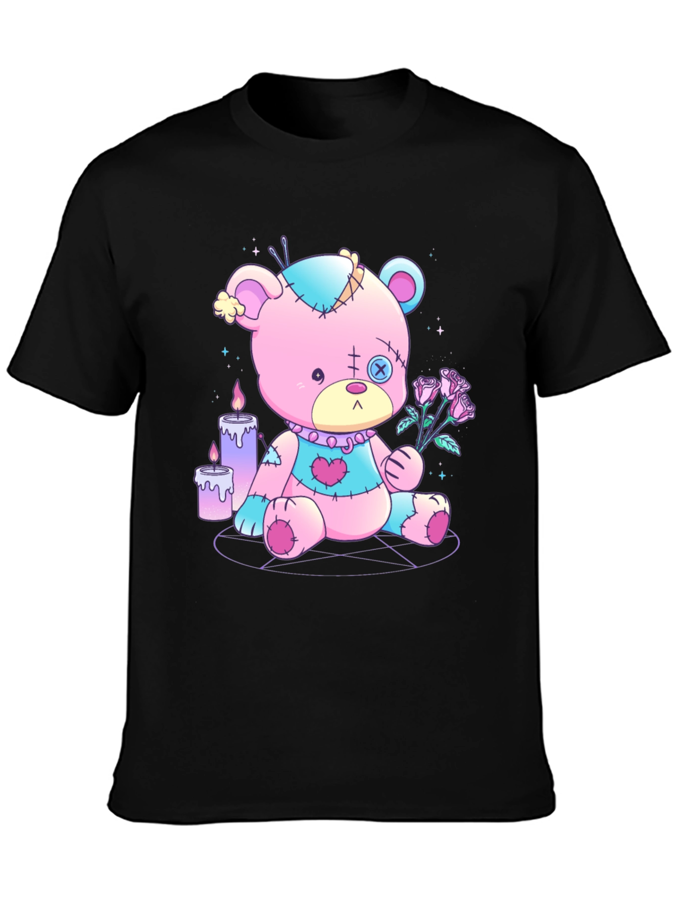 Gothic Teddy Bear T-Shirt - Pastel Goth Design