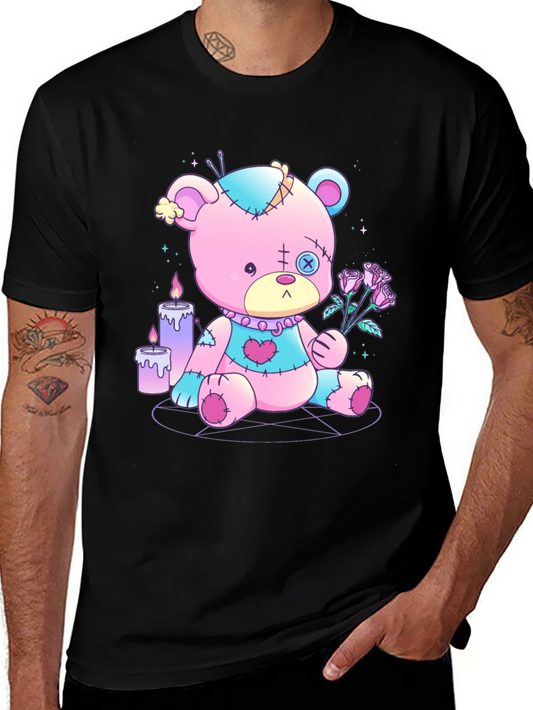 Gothic Teddy Bear T-Shirt - Pastel Goth Design