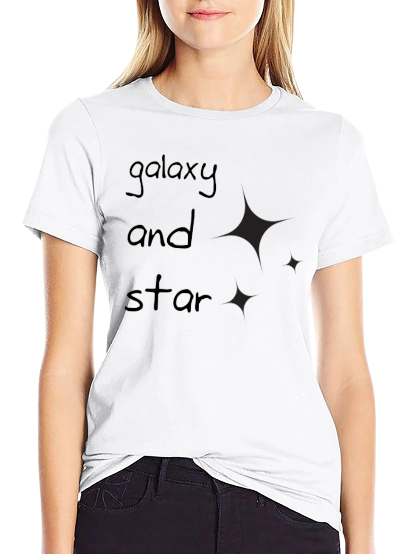 Galaxy and Star Black T-Shirt