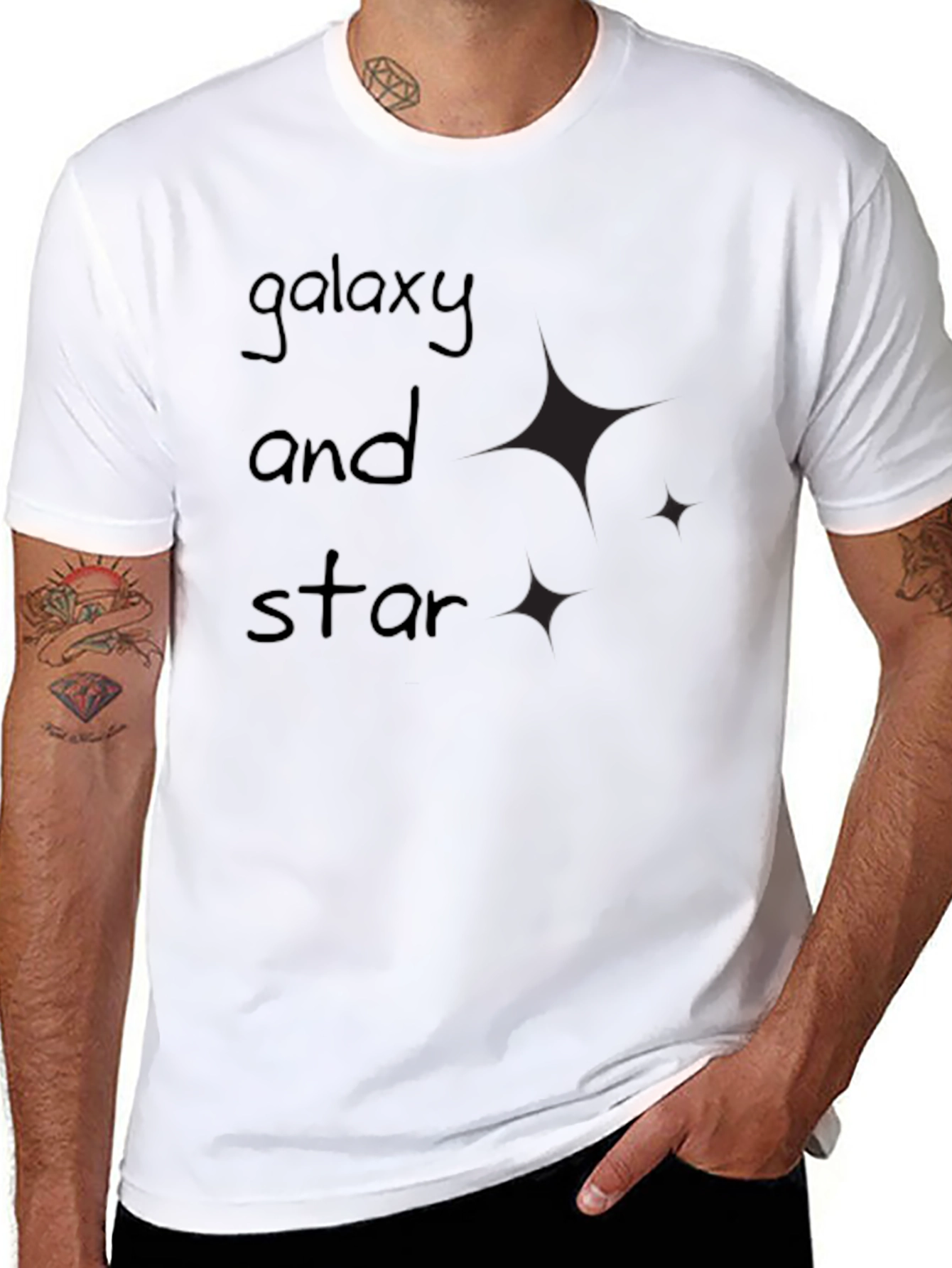 Galaxy and Star Black T-Shirt