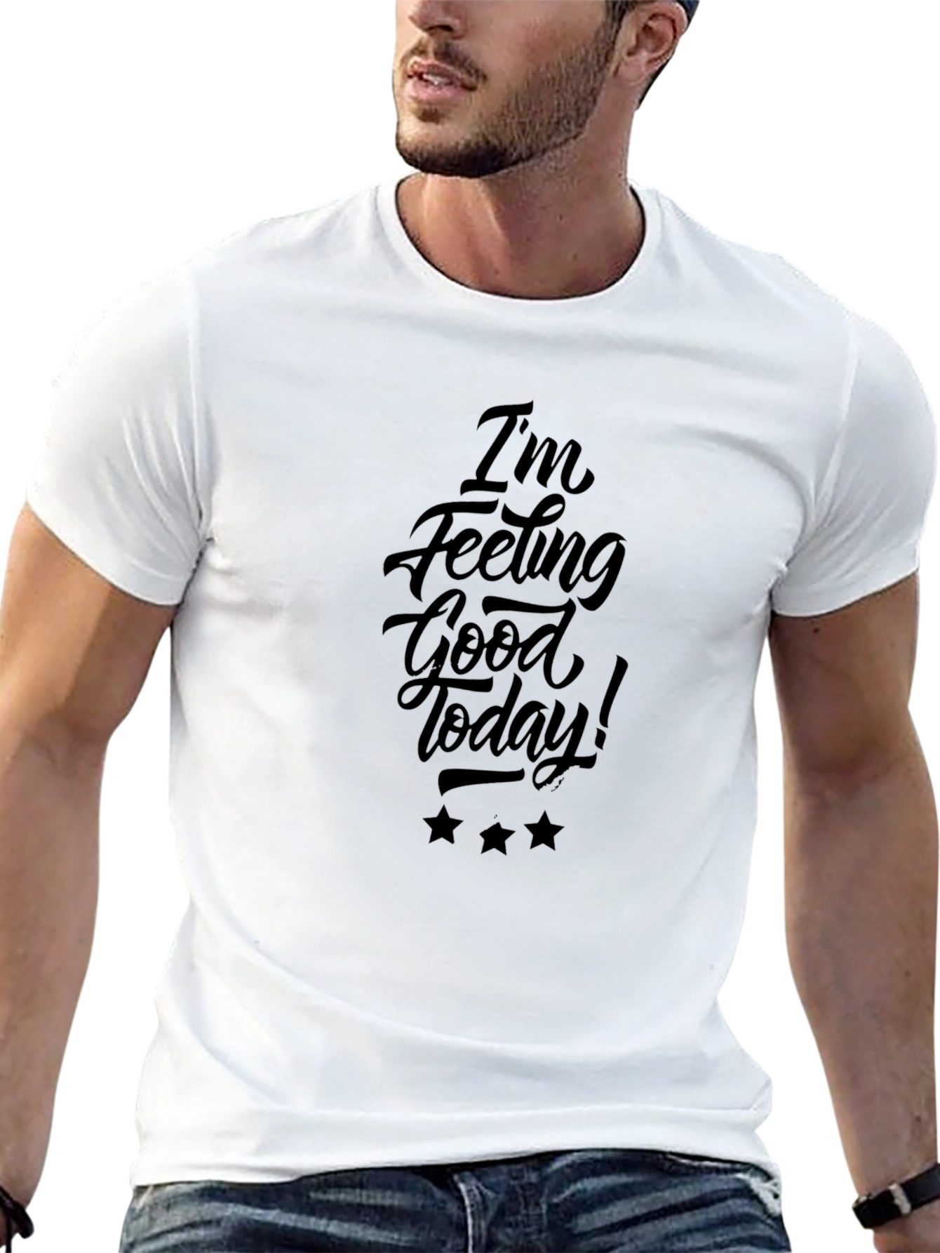 Feeling Good Today Black Graphic Tee Shirt