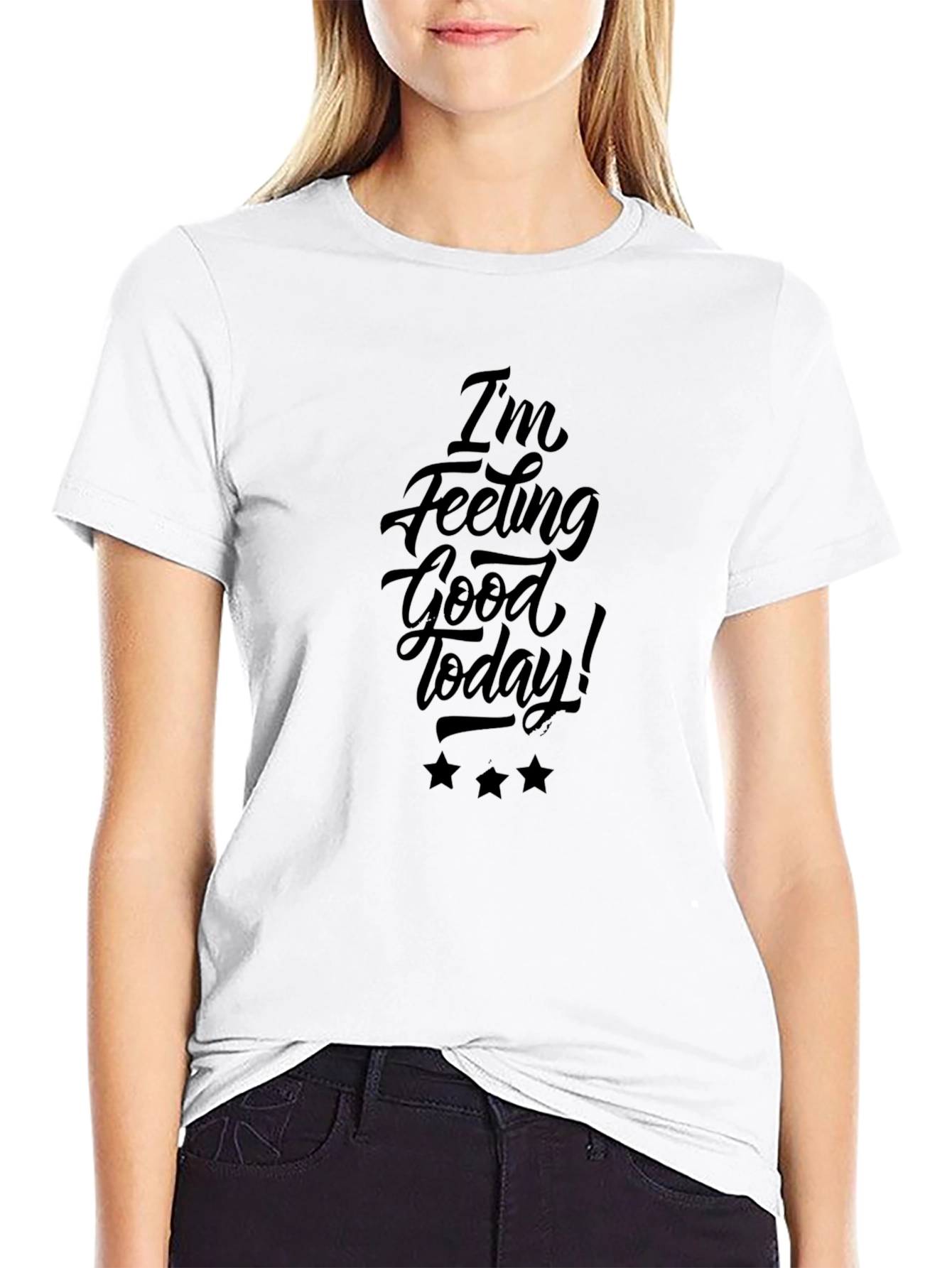 Feeling Good Today Black Graphic Tee Shirt