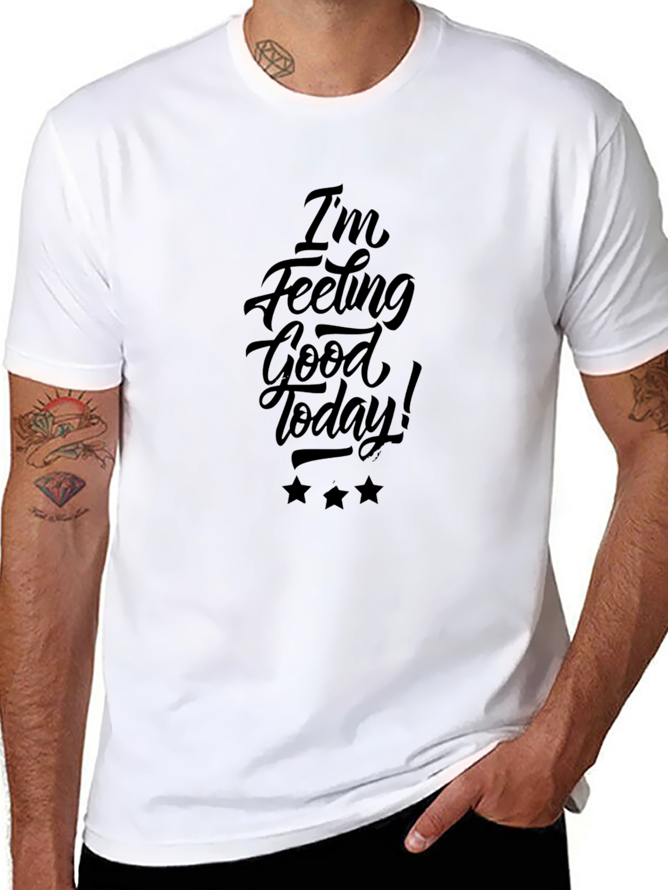 Feeling Good Today Black Graphic Tee Shirt