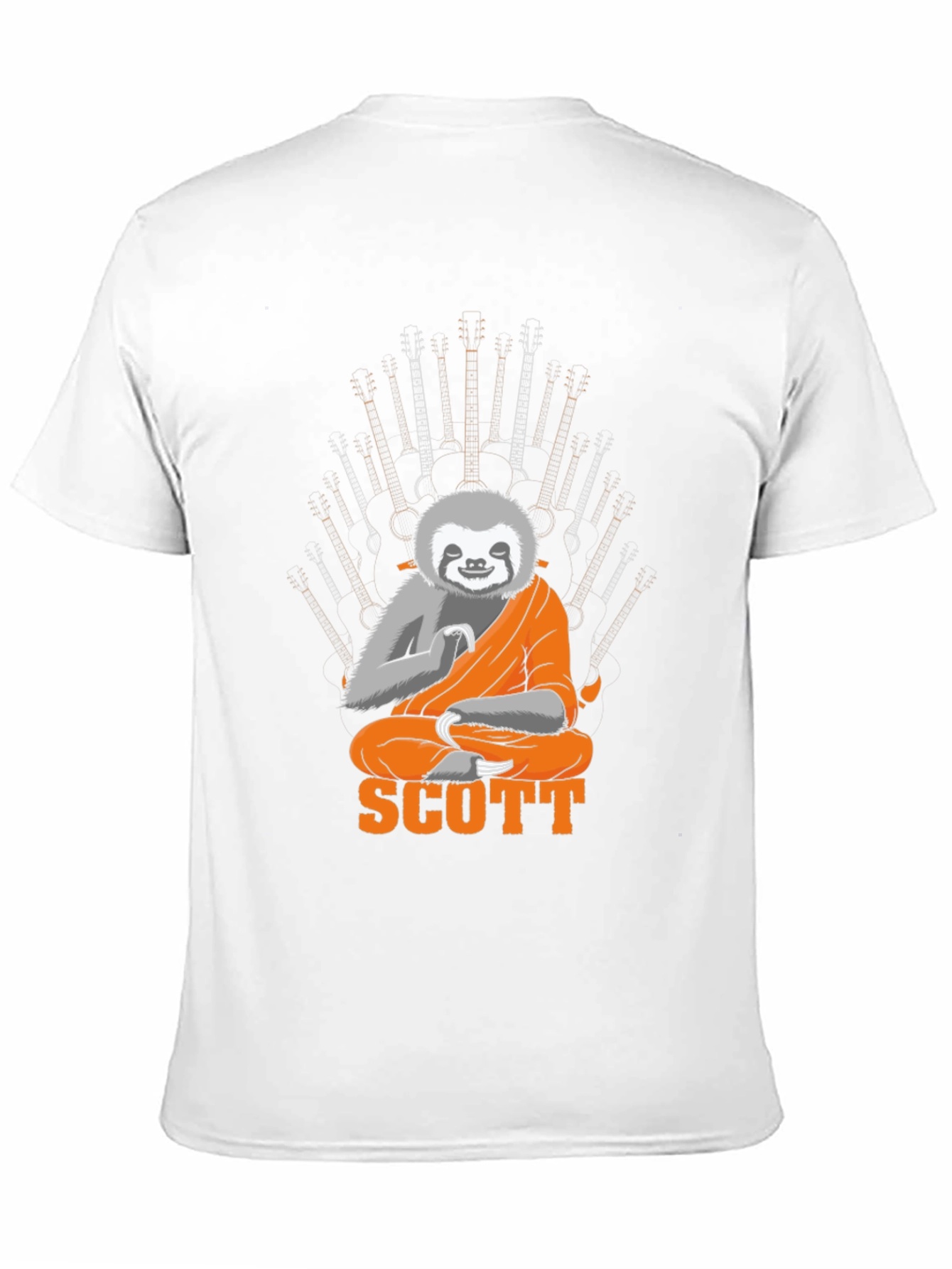 Sloth Monk Guitar Throne Black Graphic Tee