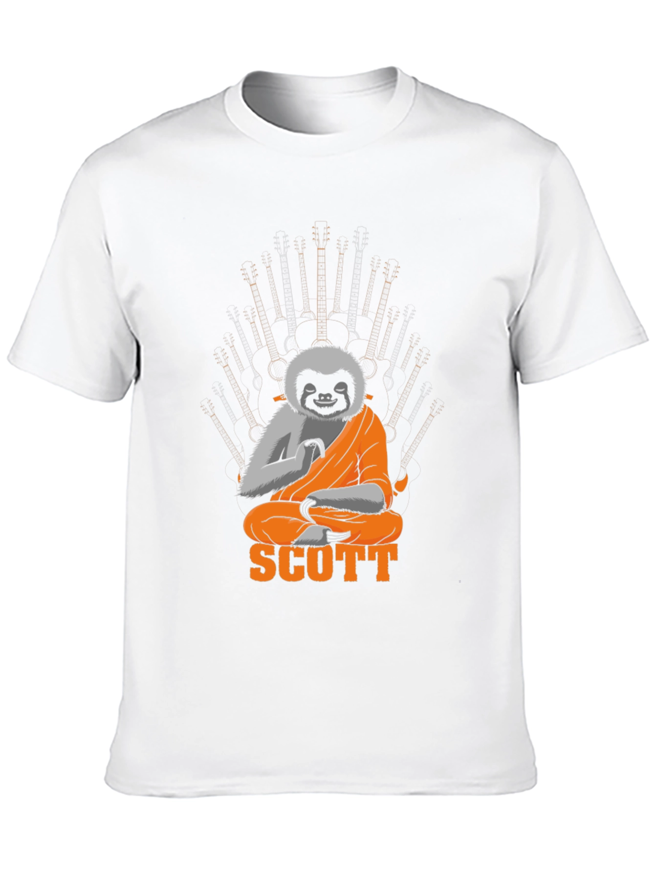 Sloth Monk Guitar Throne Black Graphic Tee