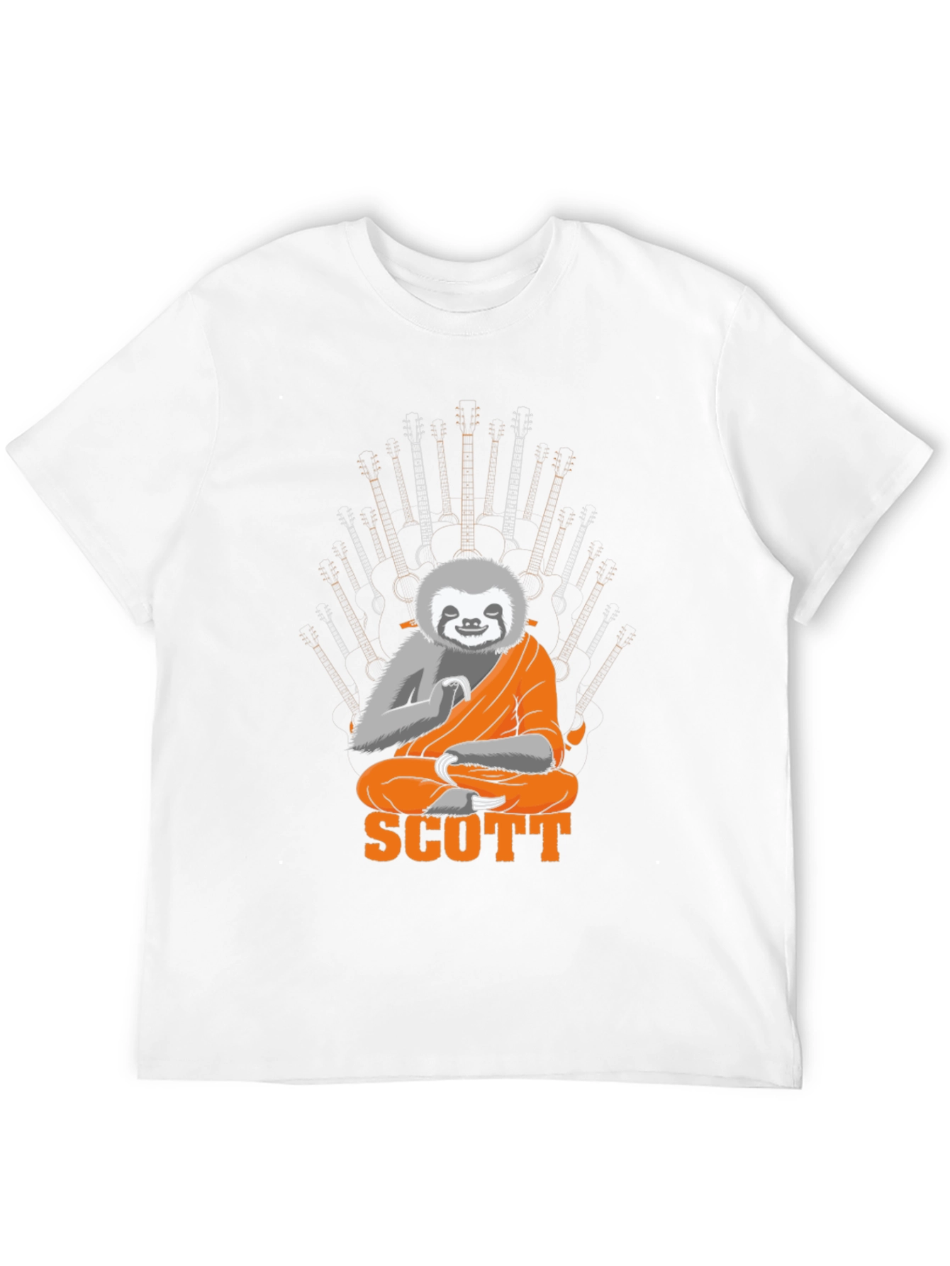 Sloth Monk Guitar Throne Black Graphic Tee