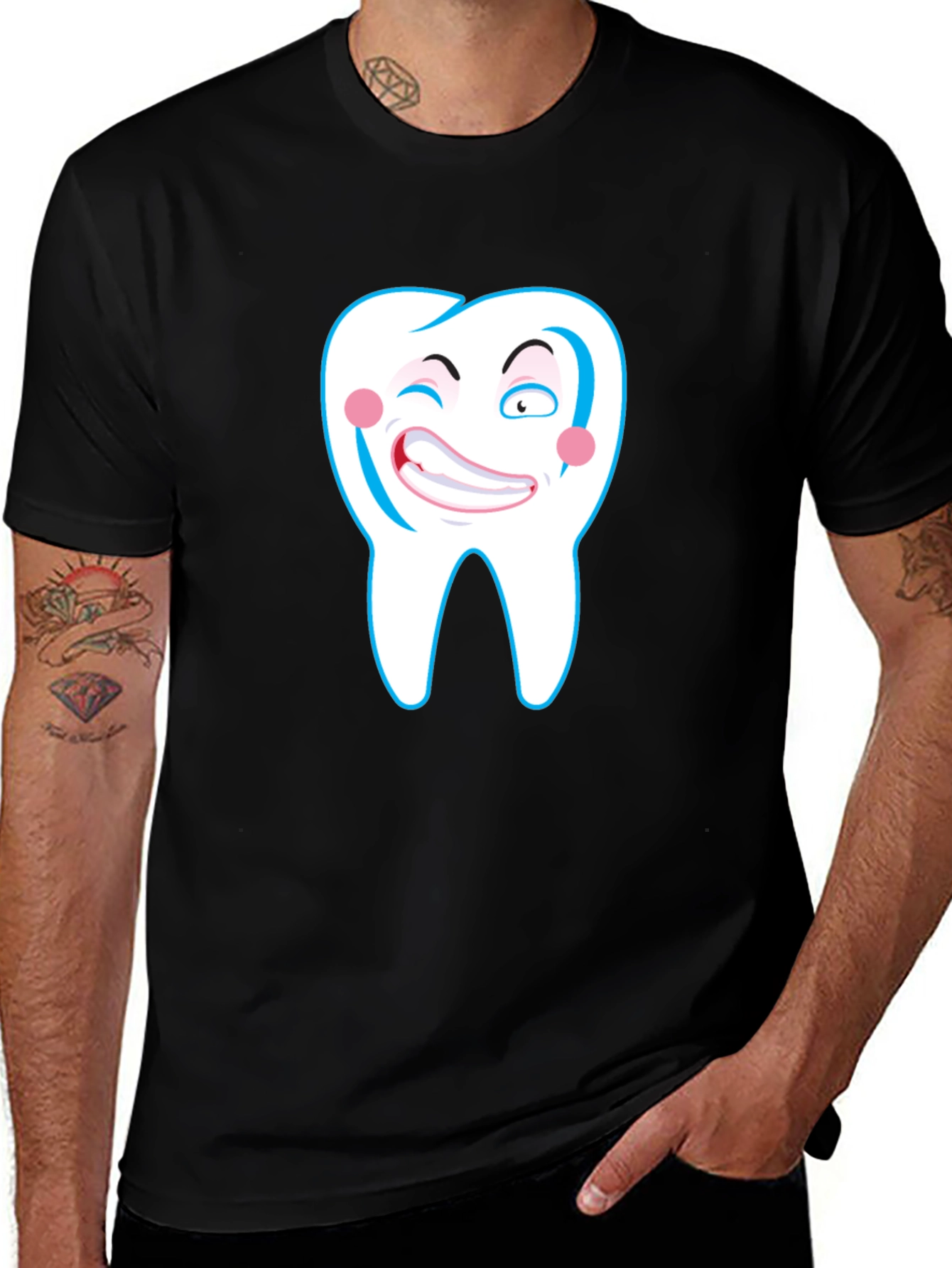 Funny Tooth Graphic Black T-Shirt