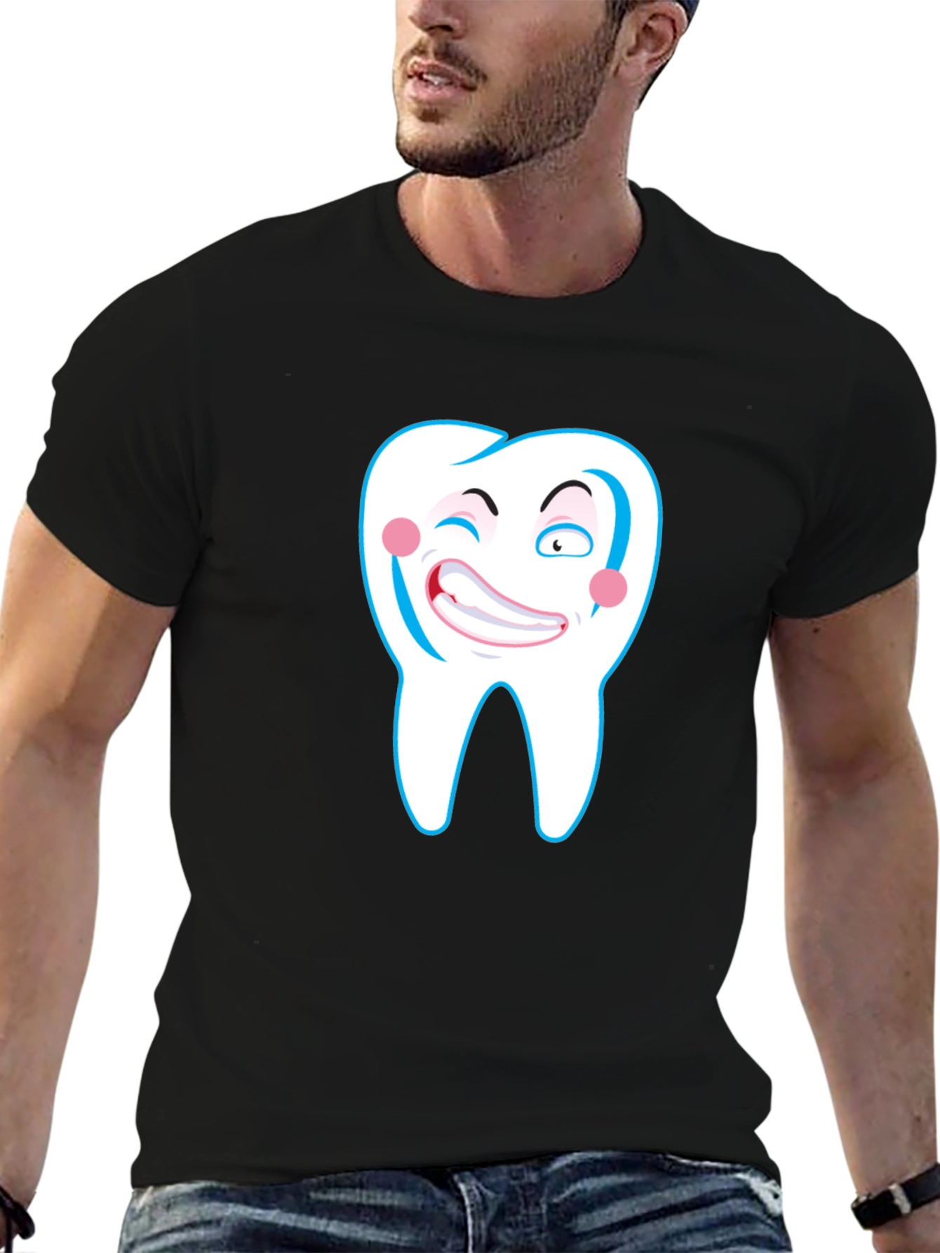 Funny Tooth Graphic Black T-Shirt