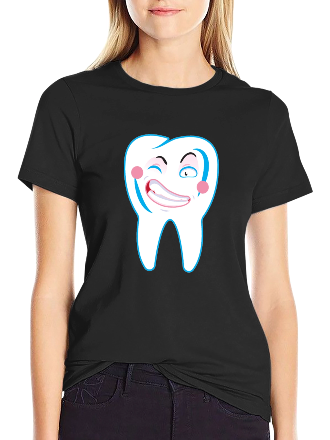 Funny Tooth Graphic Black T-Shirt