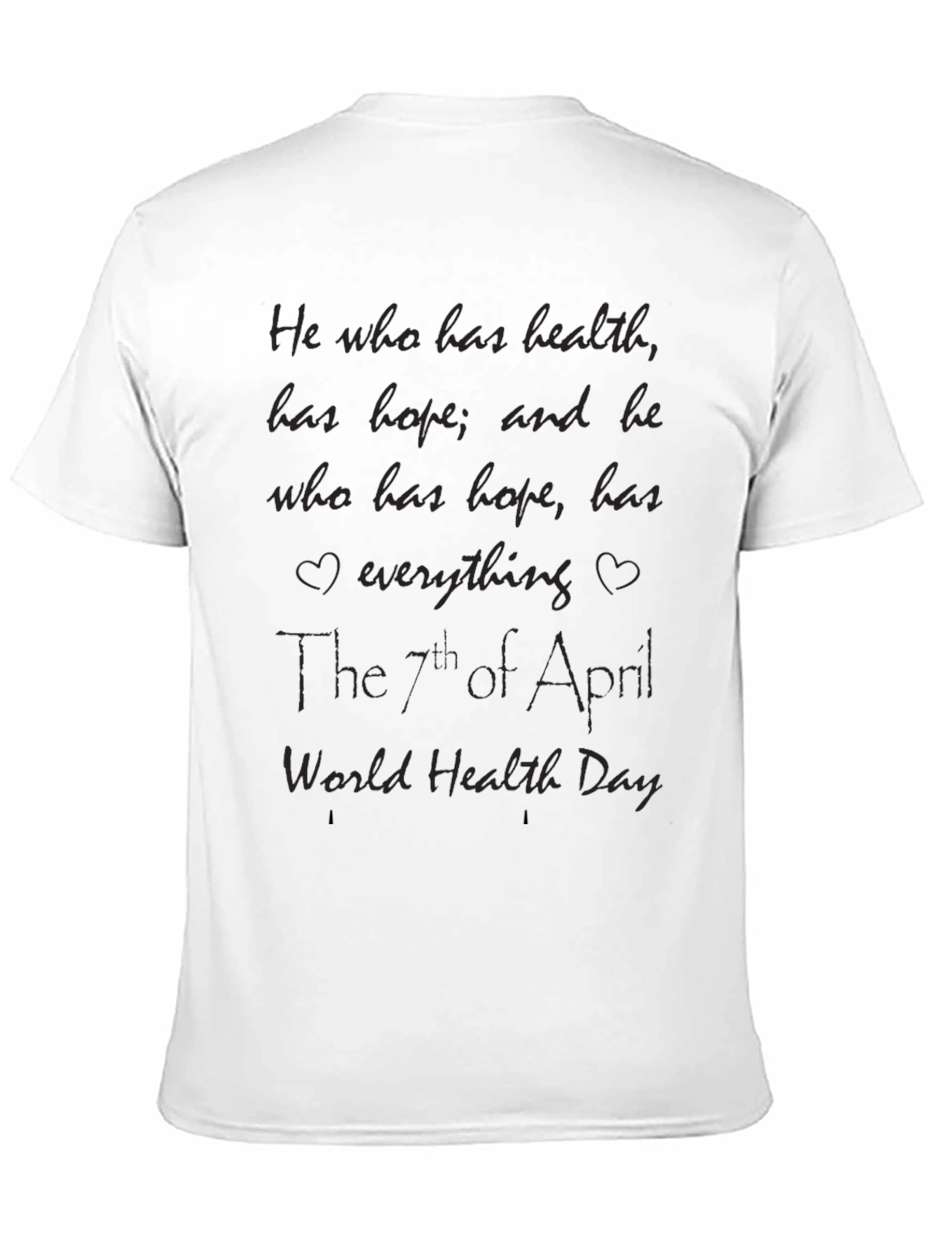 World Health Day Black T-Shirt Health & Hope