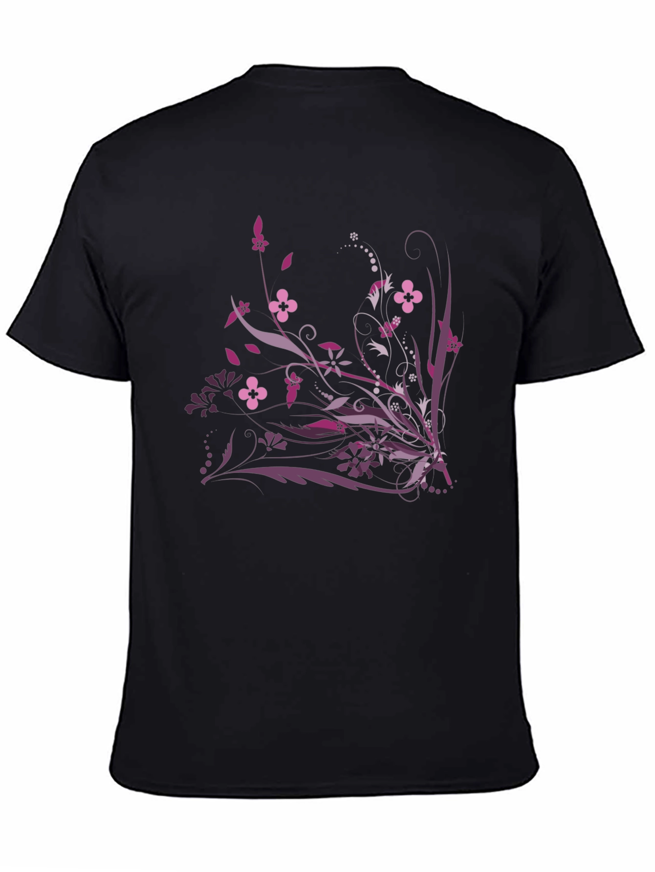 Floral Graphic Print Black T-Shirt