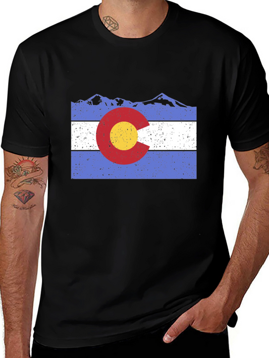 Colorado Flag Black T-Shirt | Mountain Design