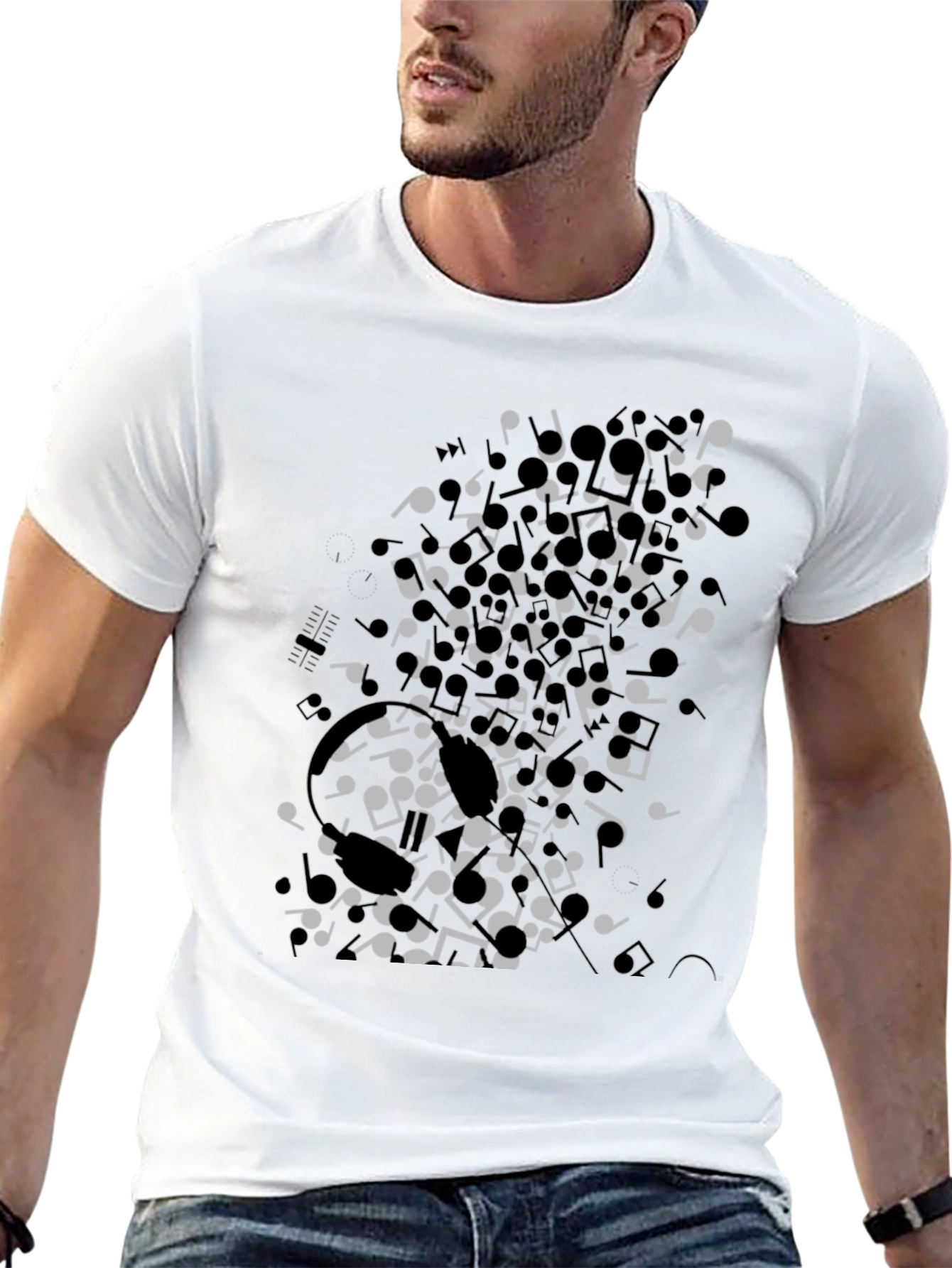 Musical Notes Black Graphic Tee Shirt