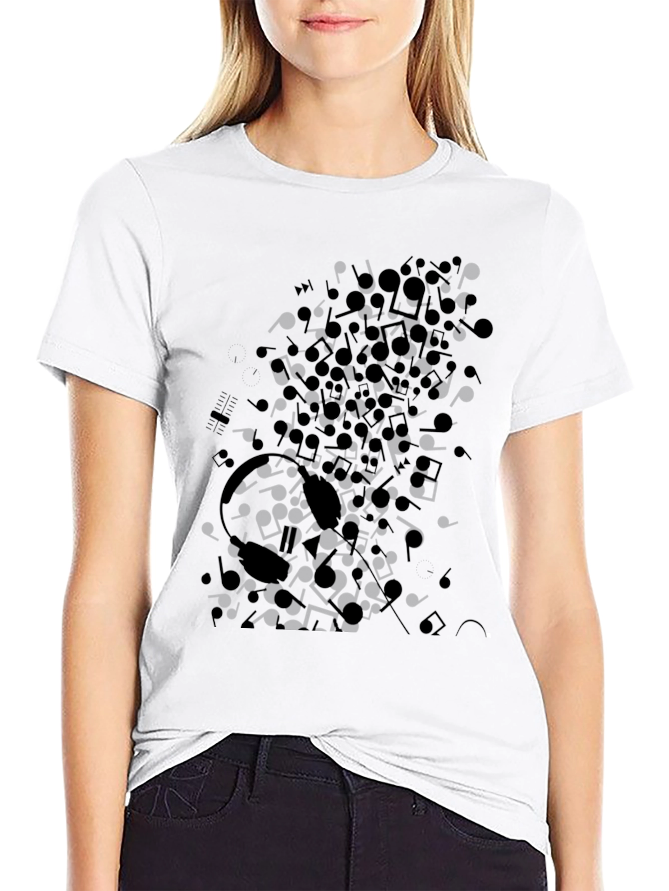 Musical Notes Black Graphic Tee Shirt