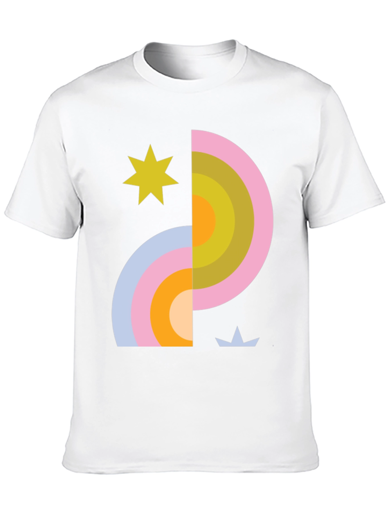Retro Rainbow & Star Graphic Tee - Black