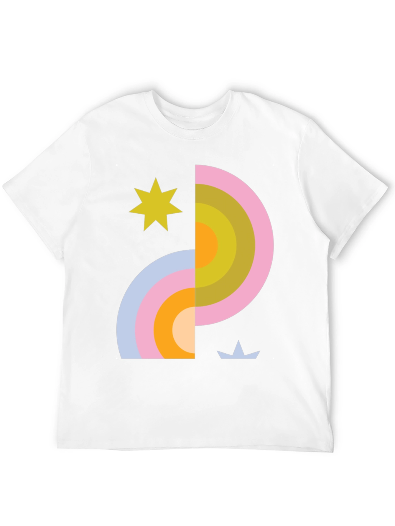 Retro Rainbow & Star Graphic Tee - Black