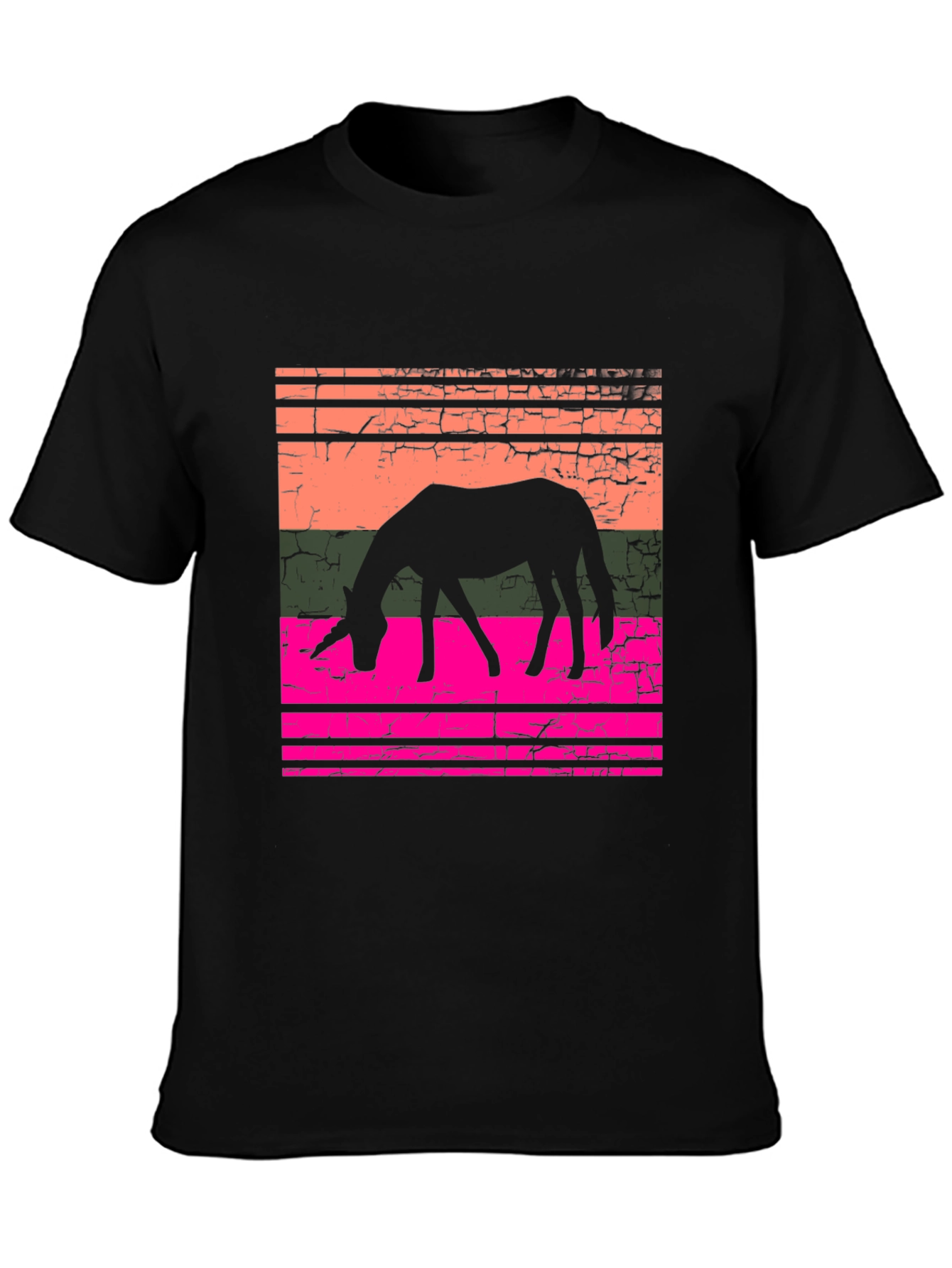 Retro Unicorn Graphic T-Shirt - Black