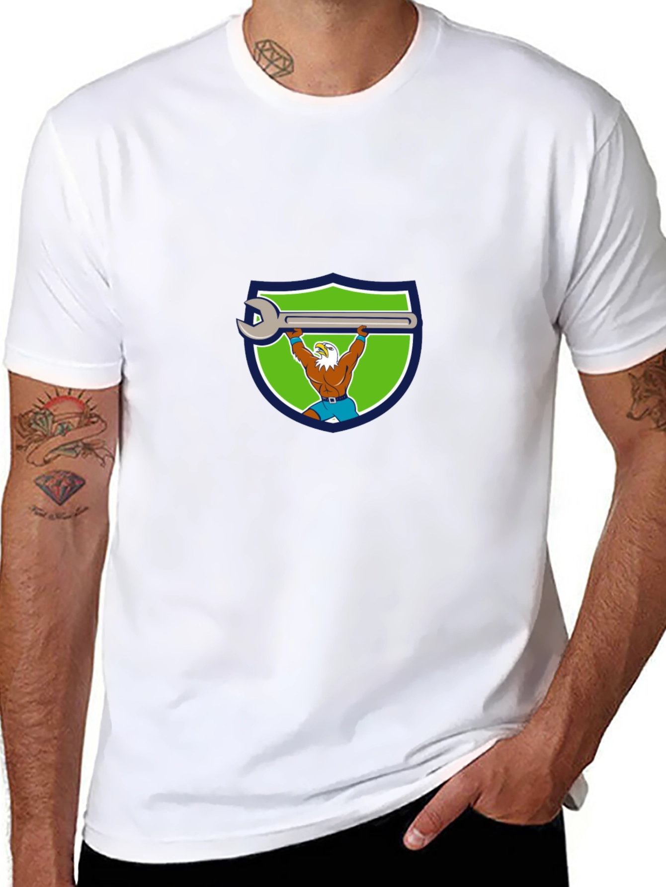 Mechanic Eagle T-Shirt - Power Lifting Wrench Design
