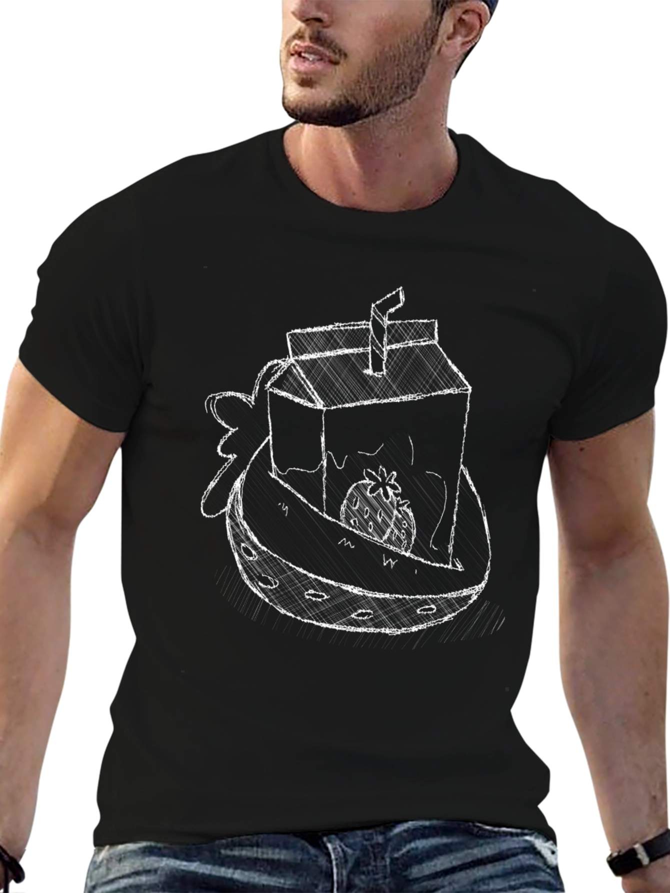 Strawberry Milk T-Shirt - Black
