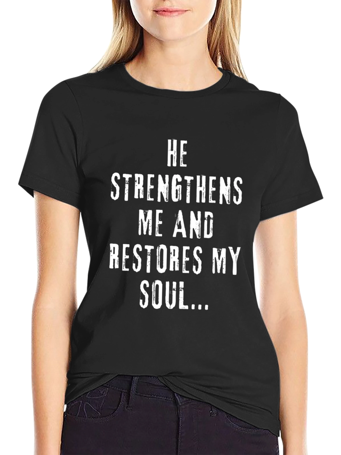 He Strengthens Me T-Shirt - Black