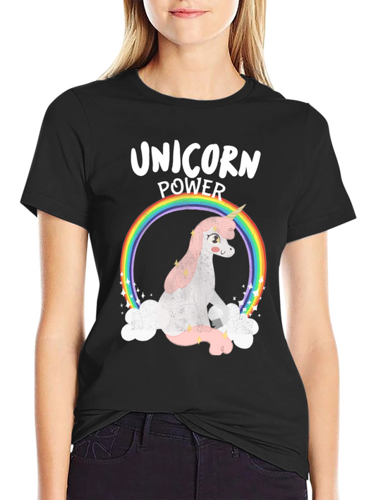 Unicorn Power Graphic Tee - Rainbow Design