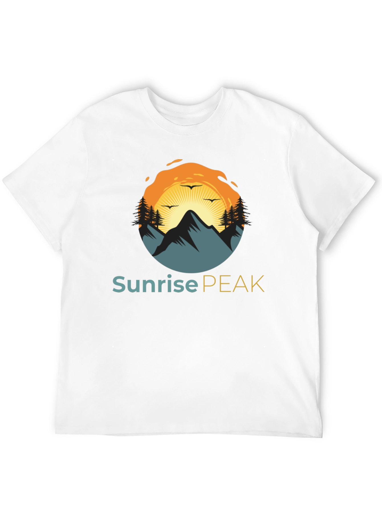 Sunrise Peak Black T-Shirt: Nature Inspired Graphic Tee