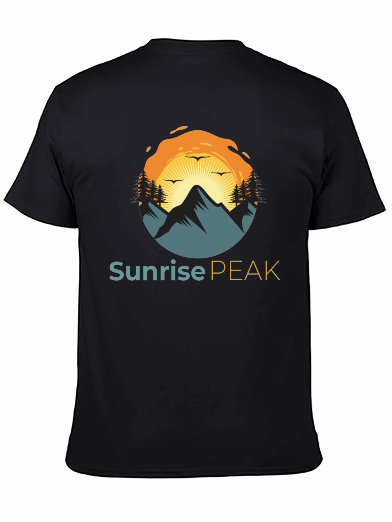 Sunrise Peak Black T-Shirt: Nature Inspired Graphic Tee