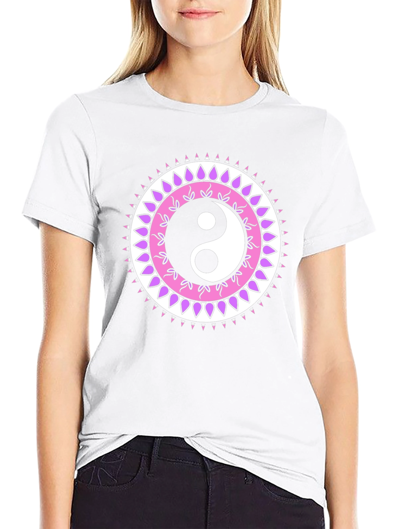 Yin Yang Mandala Graphic Tee - Black