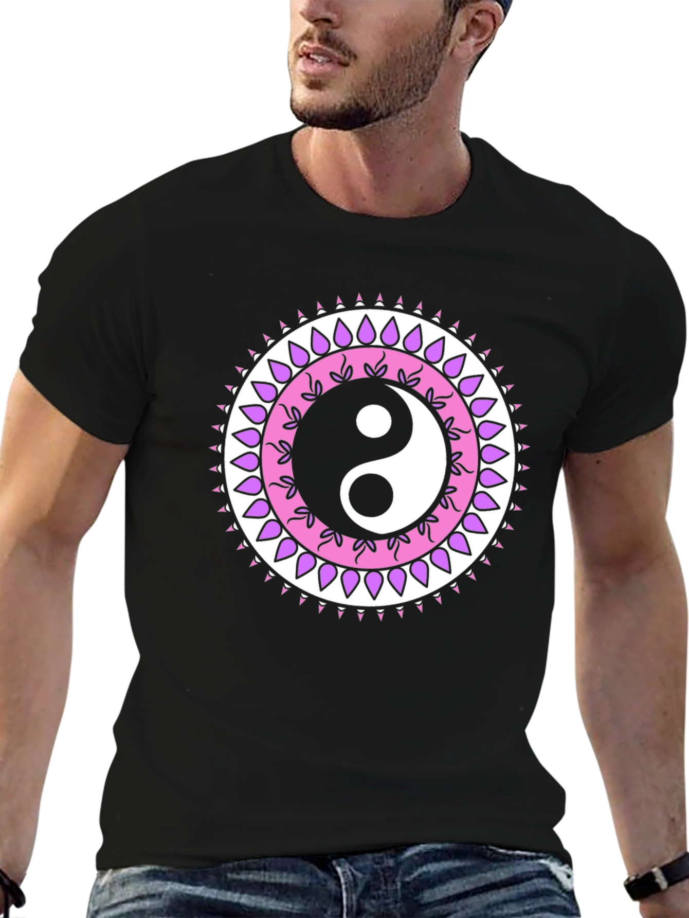 Yin Yang Mandala Graphic Tee - Black